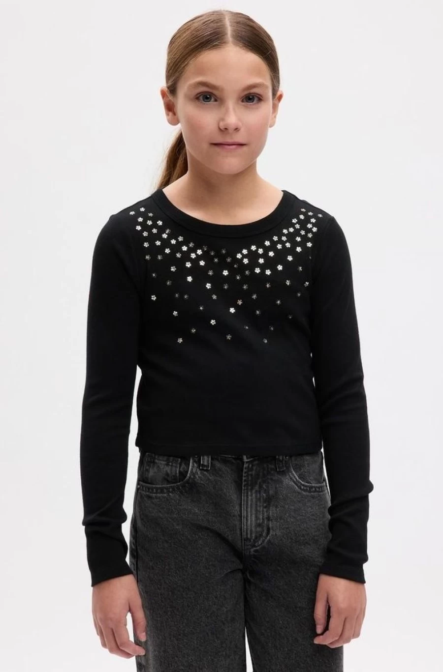 GAP Girls Black Organic Cotton Graphic T-Shirt - 100% Cotton Kids Tee