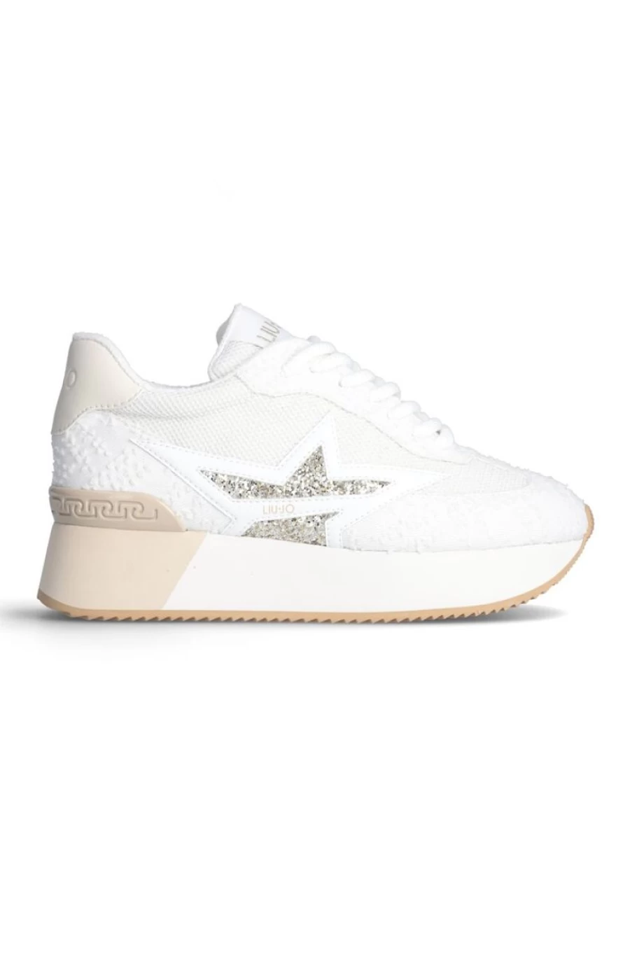 LIU JO Women's White Platform Sneakers with Glitter for Stylish Comfort
