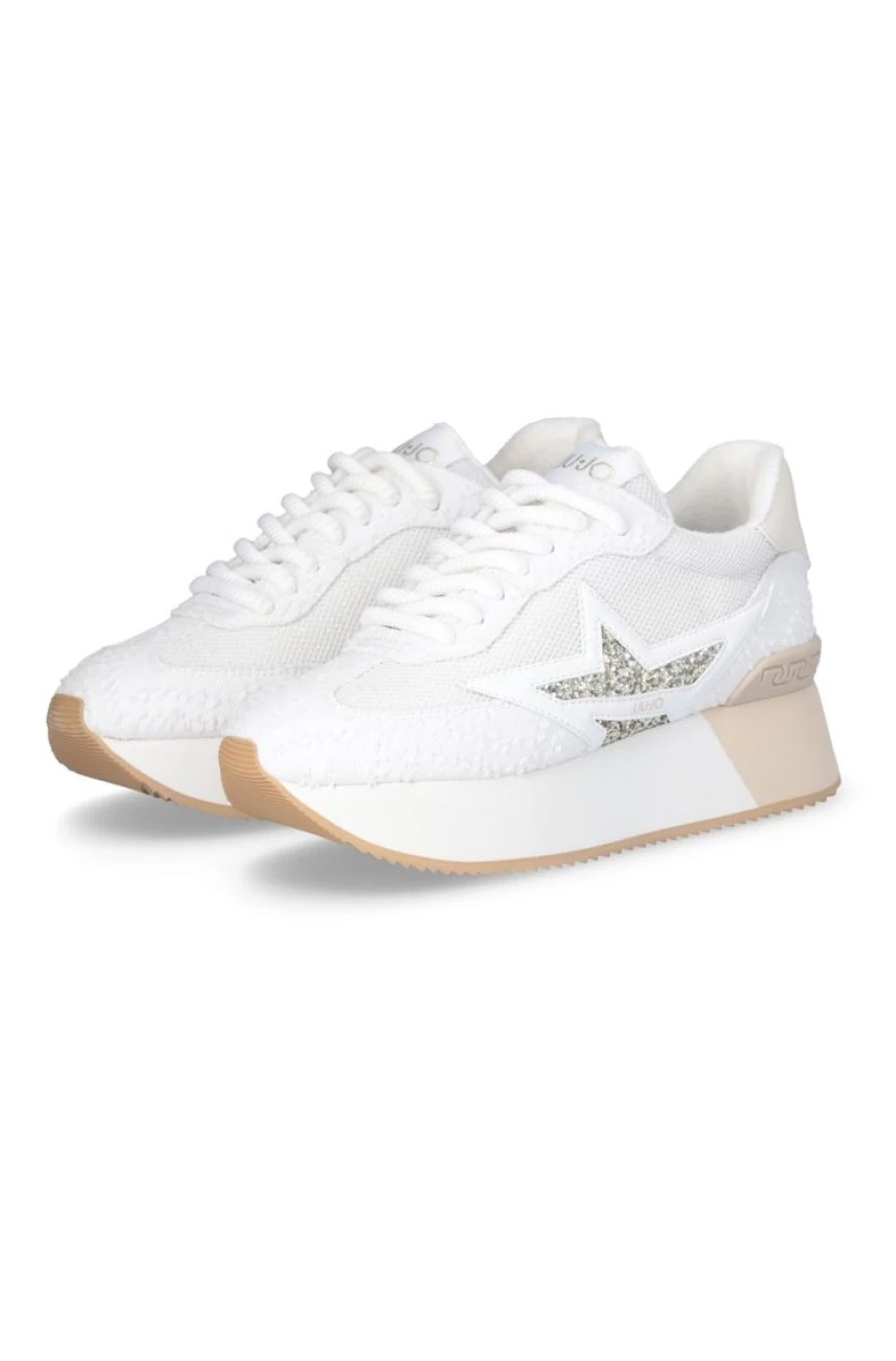 LIU JO Women's White Platform Sneakers with Glitter for Stylish Comfort