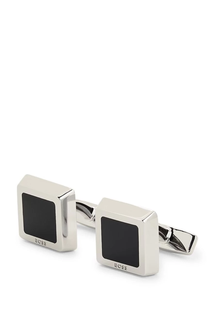 HUGO BOSS Men's Square Enamel Cufflinks - Classic Elegant Dress Accessories