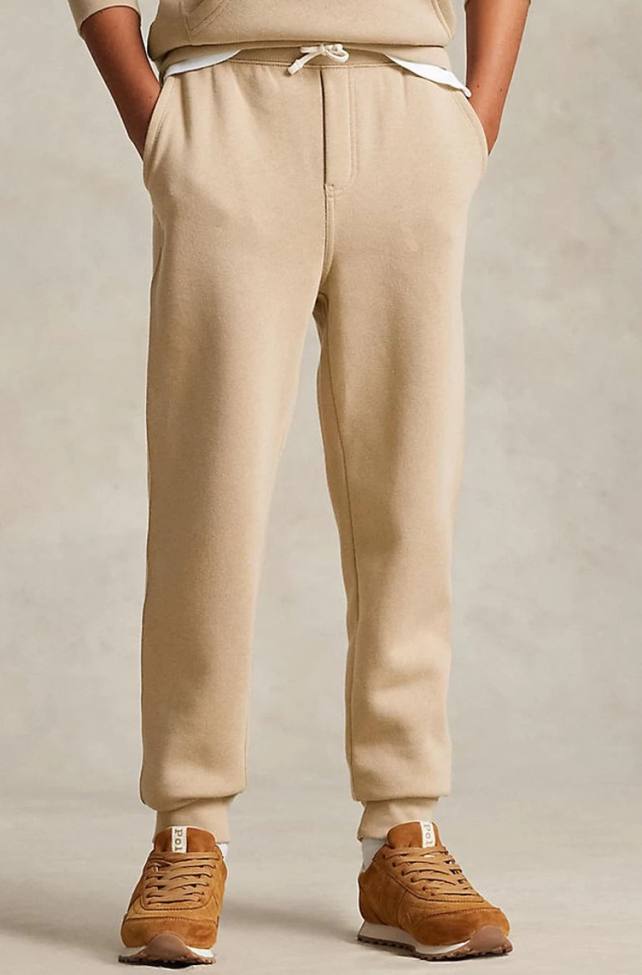 RALPH LAUREN Boys' Beige Cotton-Blend Fleece Jogger Pants