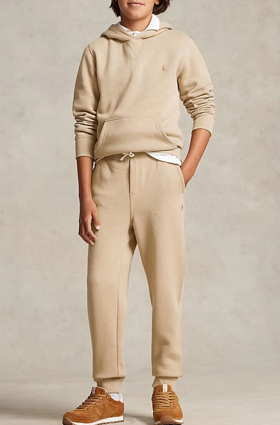 RALPH LAUREN Boys' Beige Cotton-Blend Fleece Jogger Pants