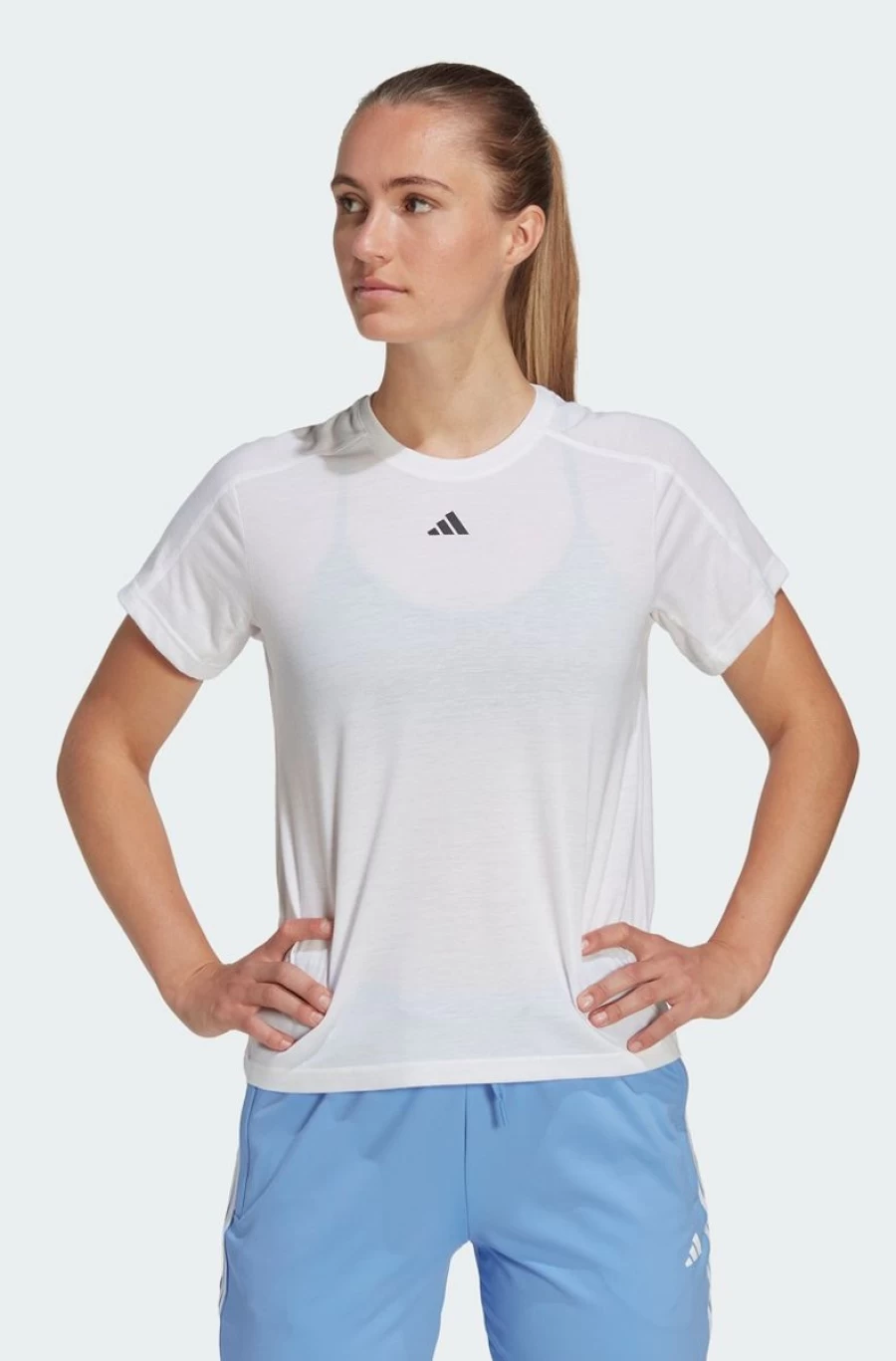 Adidas Women's Aeroready Train Essentials White T-Shirt - Minimal Branding Tee