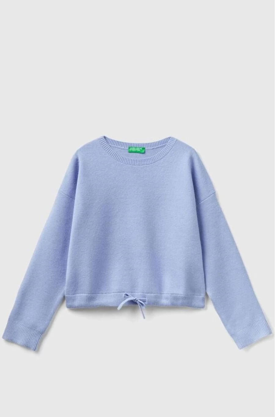 Benetton Girls' Knitted Viscose Blend Sweater with Drawstring Detail
