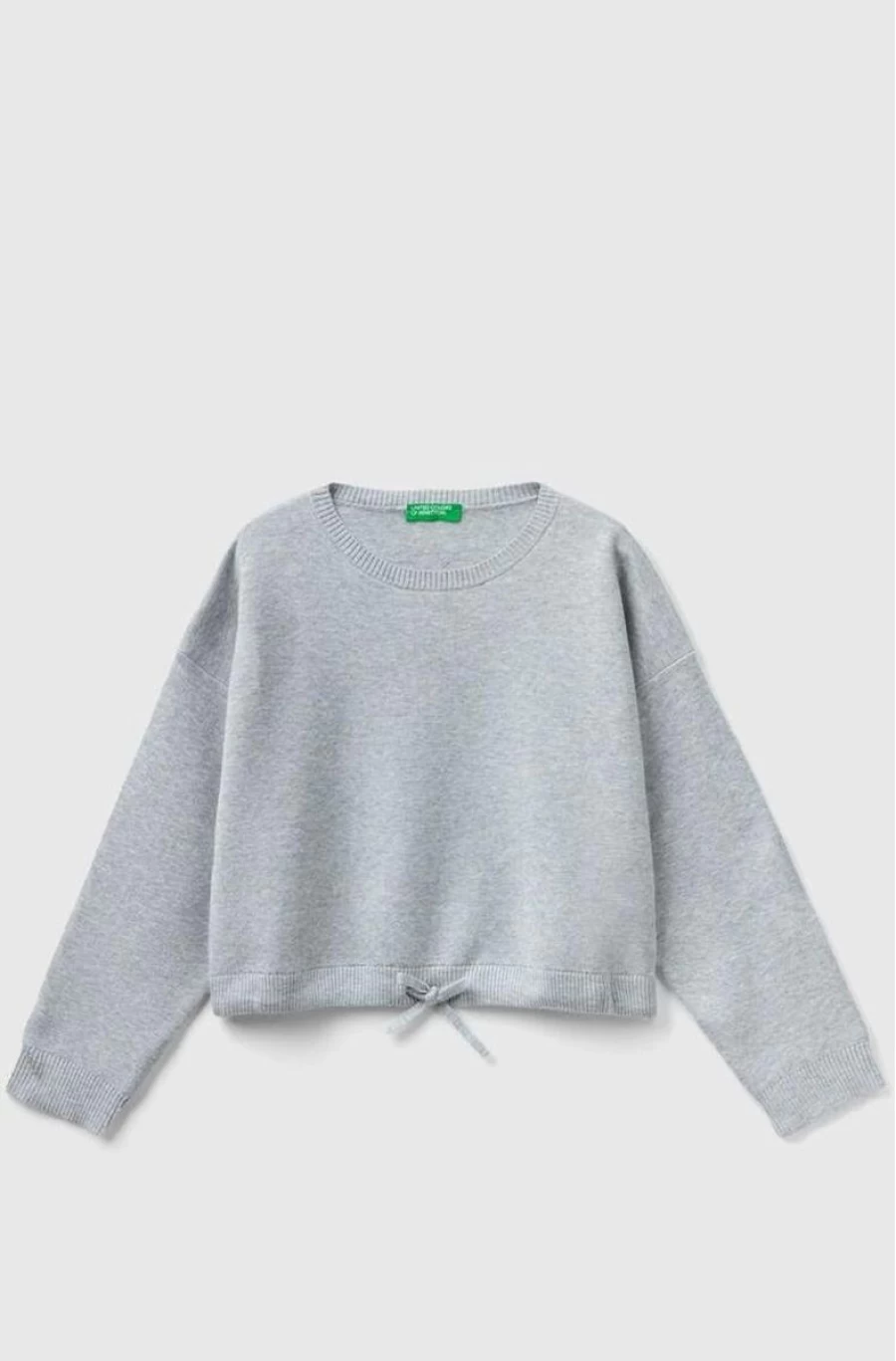 Benetton Girls' Knitted Viscose Blend Sweater with Drawstring Detail