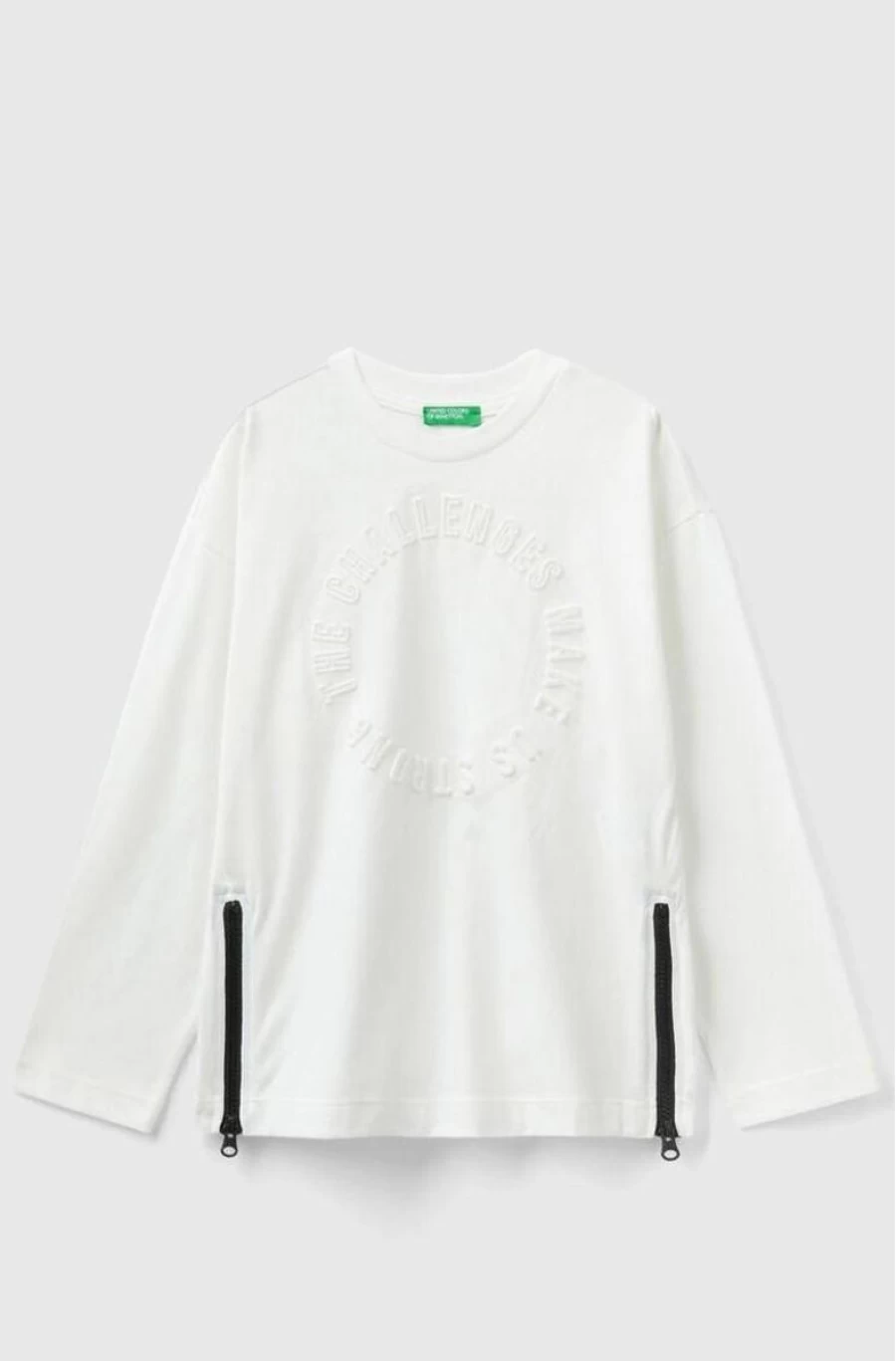 Benetton Boys' Cotton-Blend Long-Sleeve Logo T-Shirt