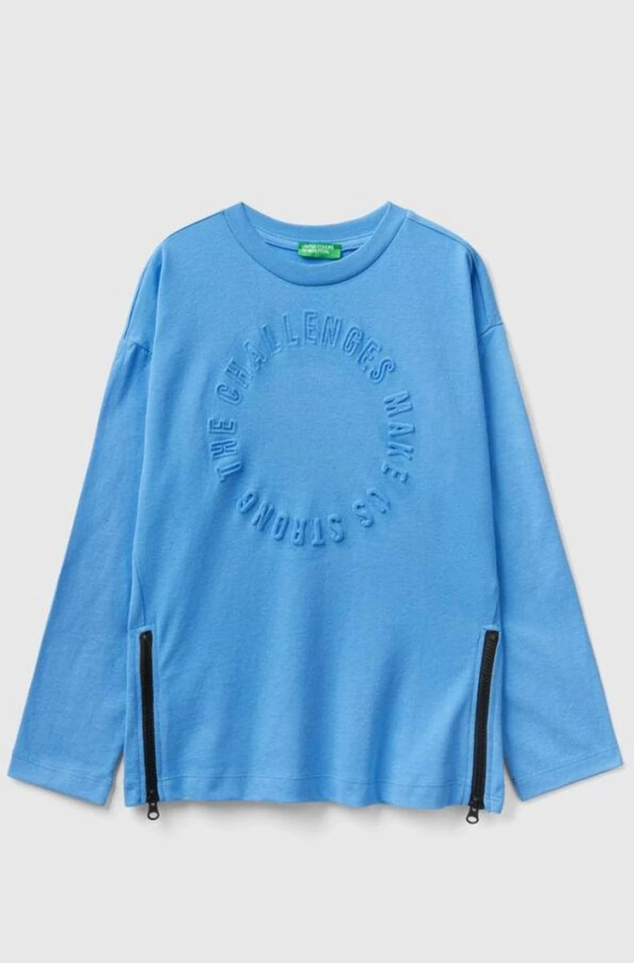 Benetton Boys' Cotton-Blend Long-Sleeve Logo T-Shirt