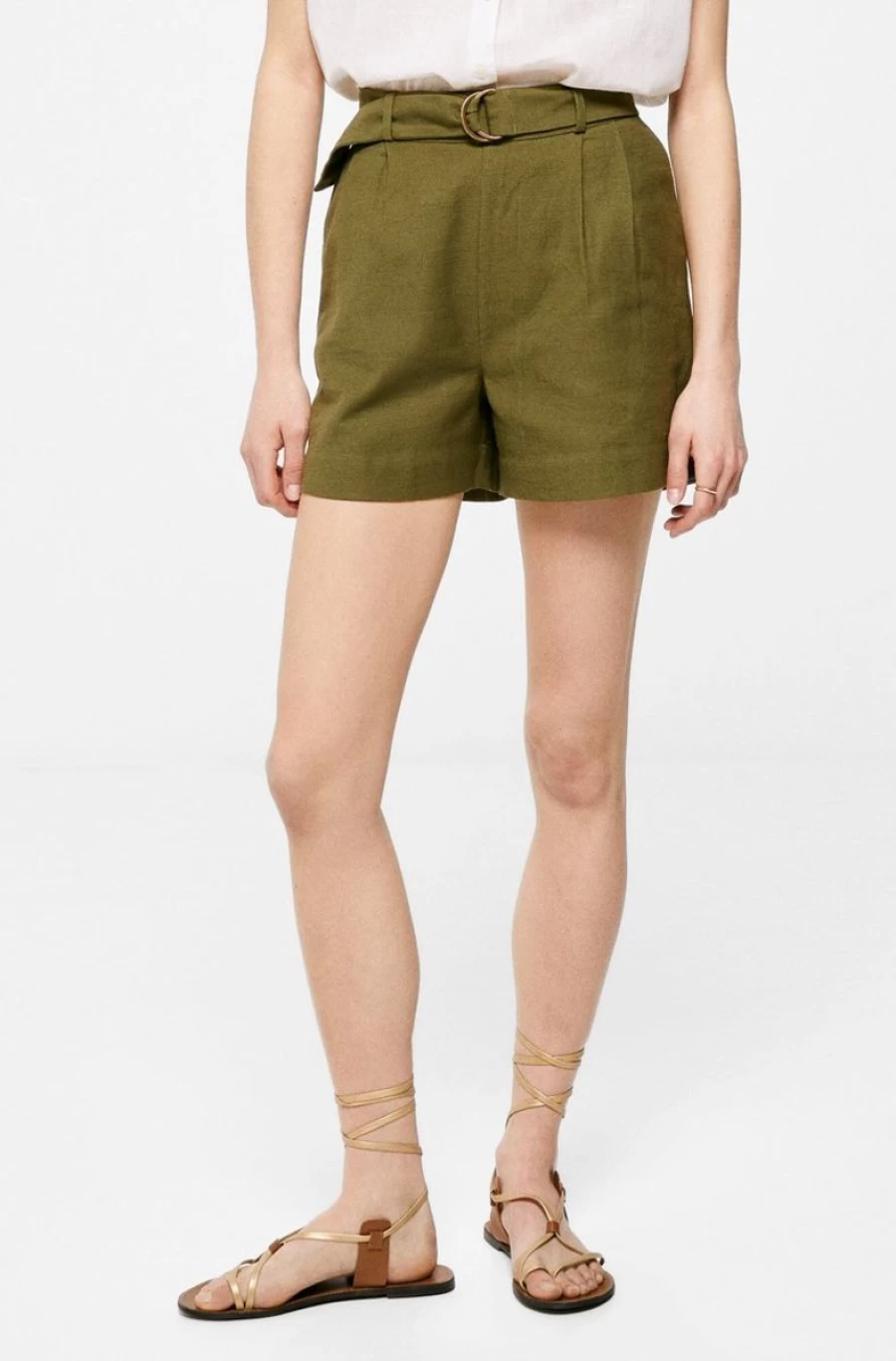 "SPRINGFIELD Women's Cotton Bermuda Shorts with Belt - Comfortable Casual Summer Wear"