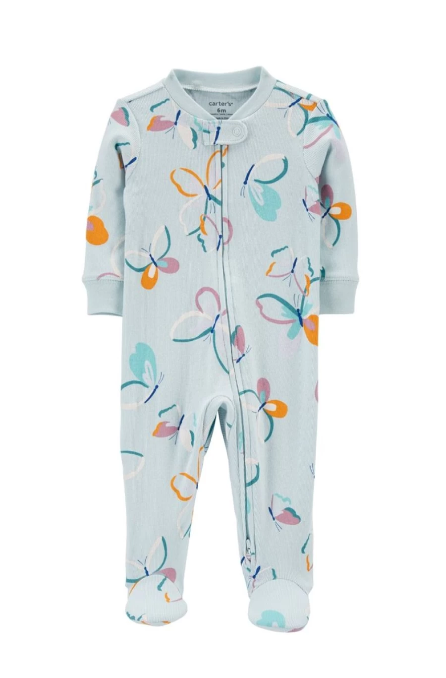 CARTER'S Girls' Butterfly Print 2-Way Zip Cotton Sleep & Play Romper