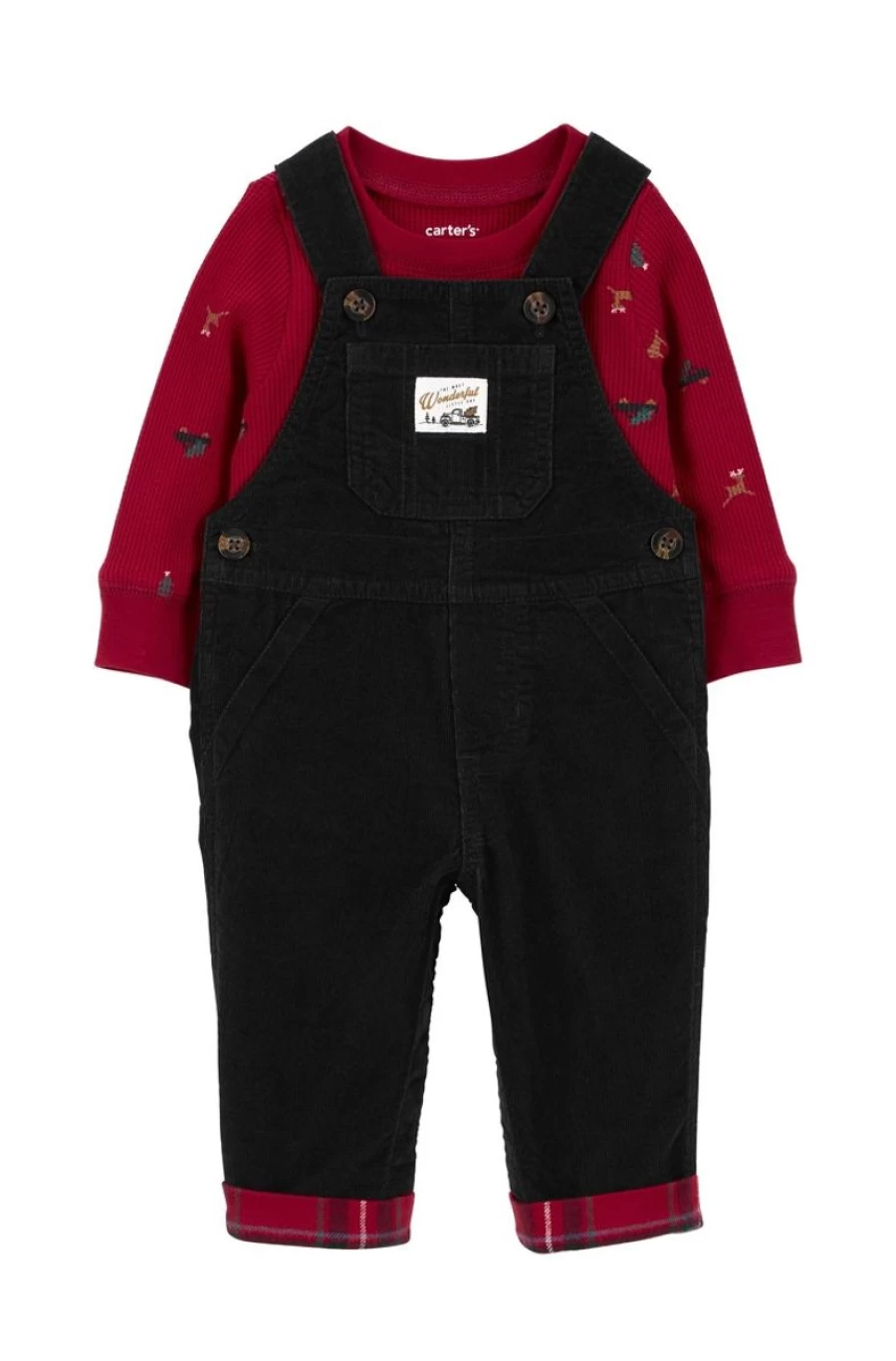 CARTER'S Boys 2-Piece Outfit: T-Shirt & Corduroy Overall Set
