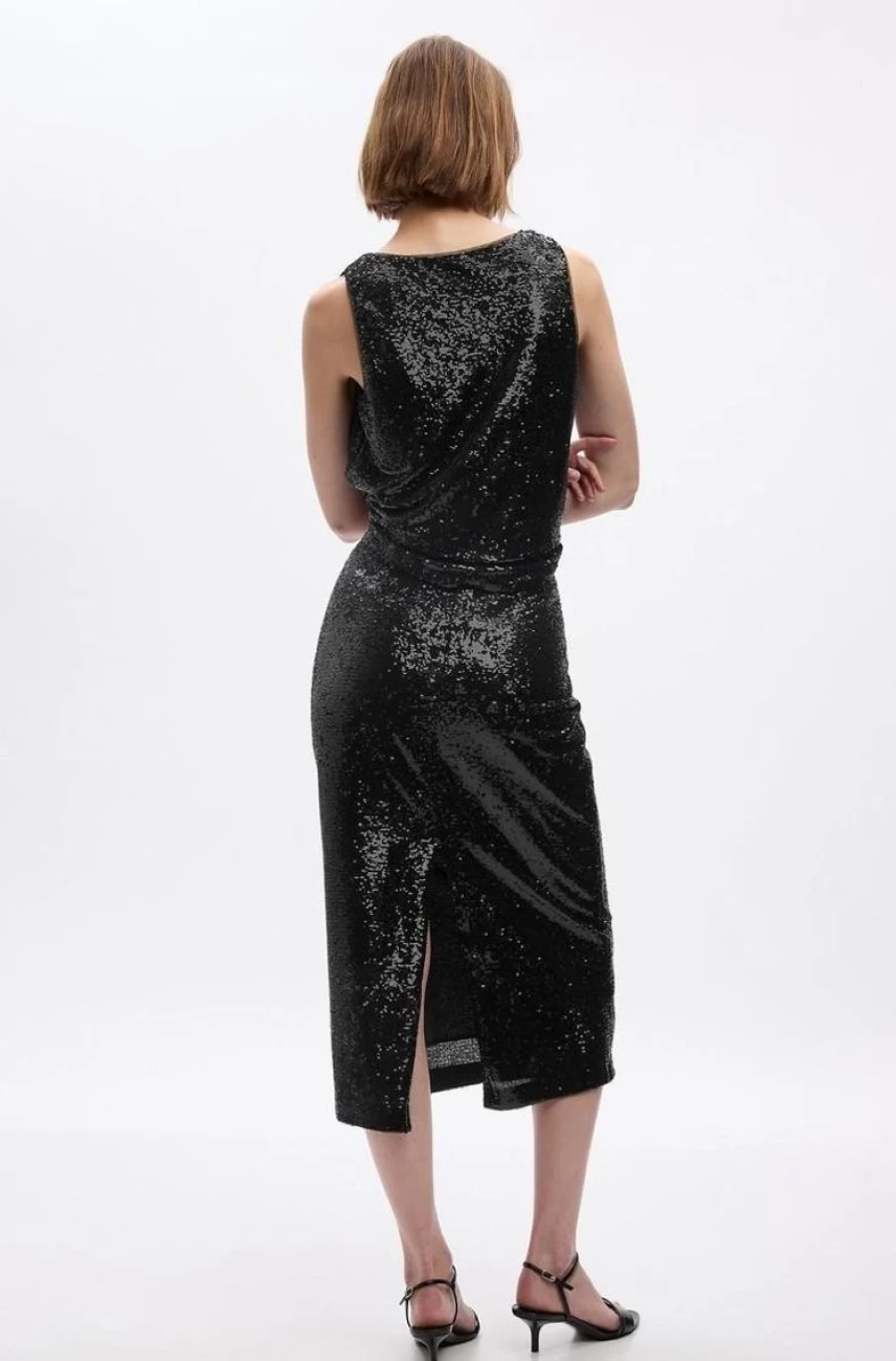GAP Women's Black Sequin Midi Pencil Skirt for Evening & Party Wear