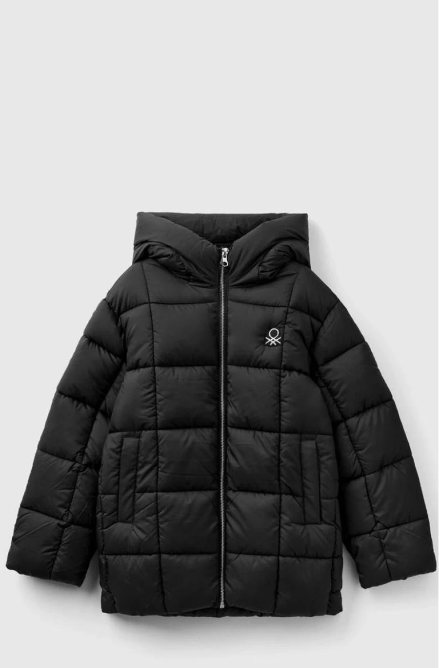 Benetton Girls' Long Padded Hooded Jacket - Warm Winter Coat for Kids