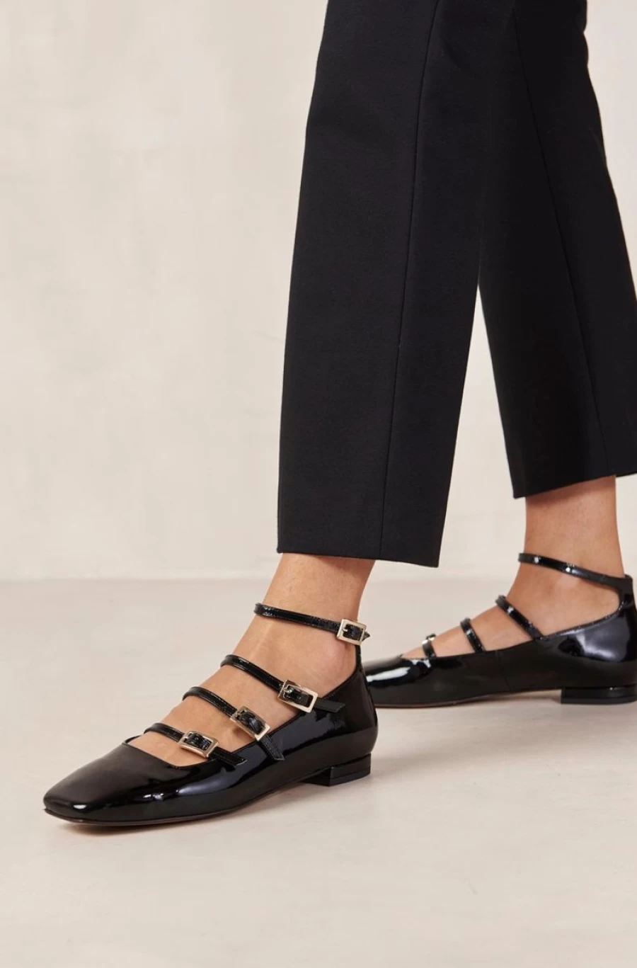 ALOHAS Women's Black Patent Leather Luke Onix Ballet Flats for Women
