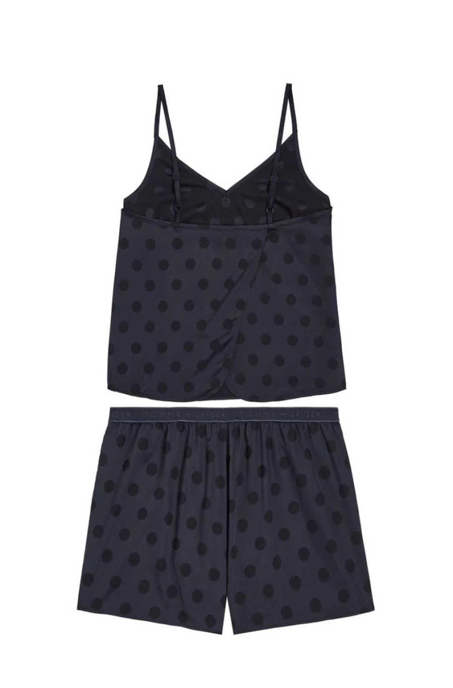 "TOMMY HILFIGER Women's Black Short Pyjama & Slippers Set - Sleepwear Lounge Set"