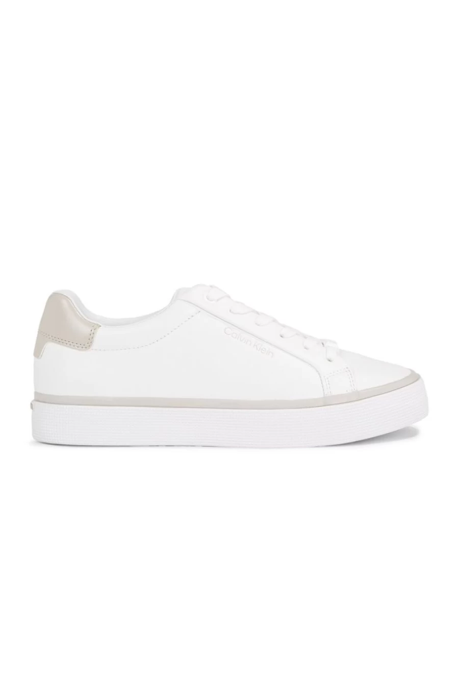 CALVIN KLEIN Women's White Leather Trainers - Stylish & Comfortable Sneakers