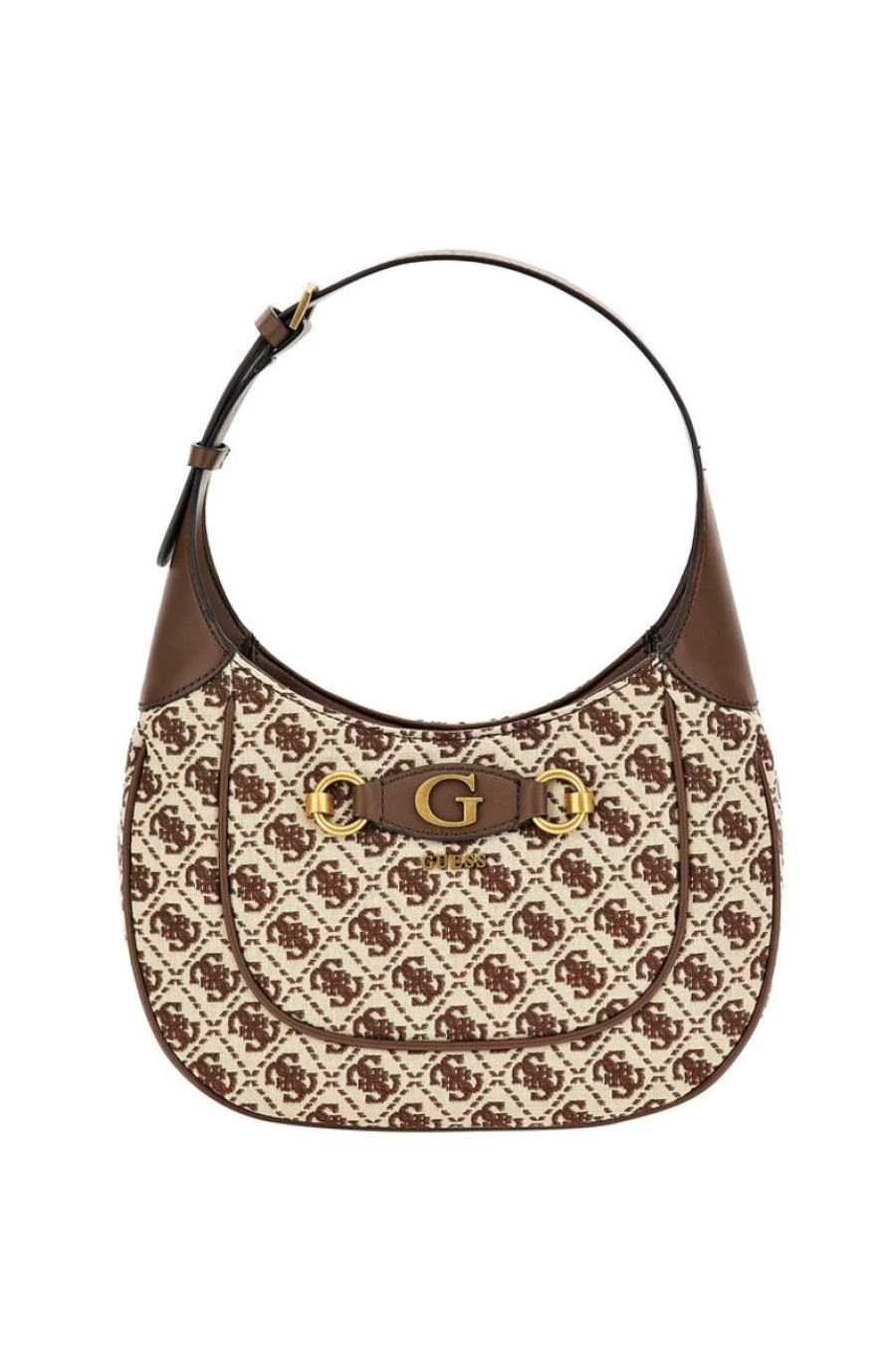 GUESS Women's Izzy 4G Logo Leather Hobo Handbag Purse Shoulder Bag