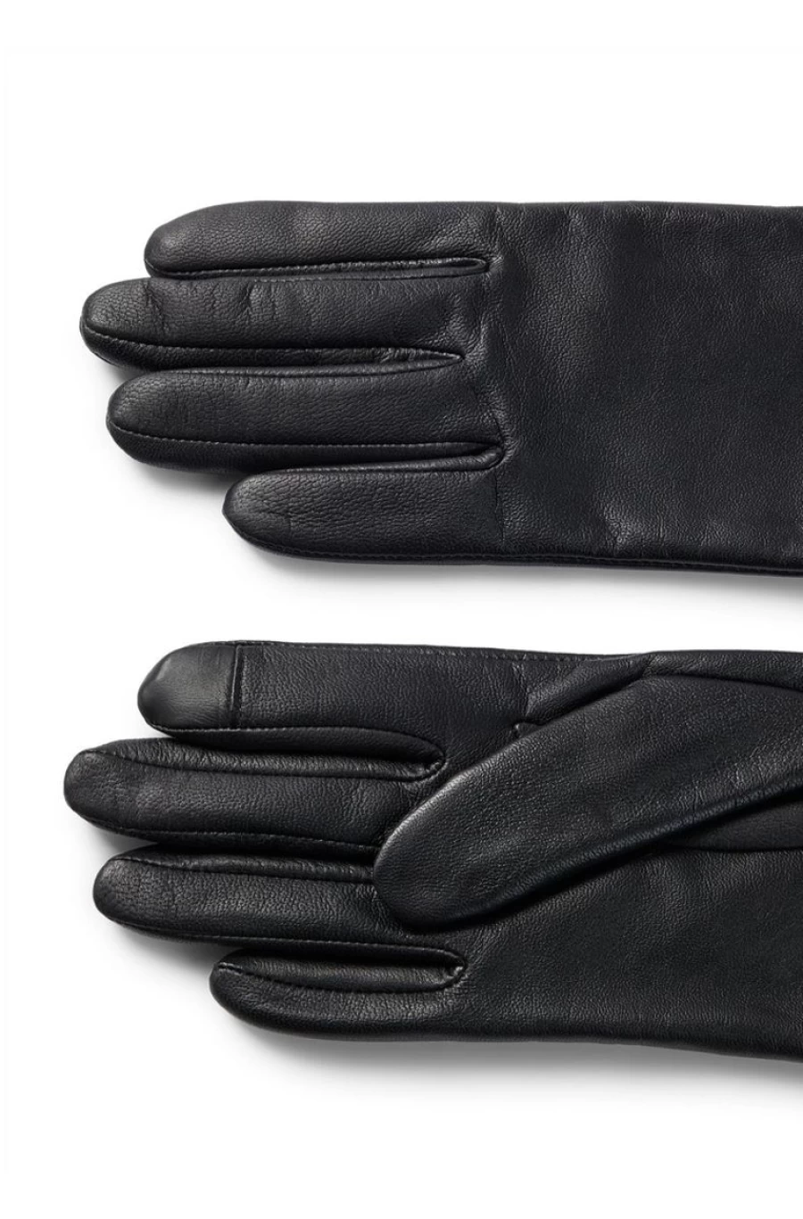 "HUGO BOSS Women's Pink Leather Gloves with Embossed Logo"