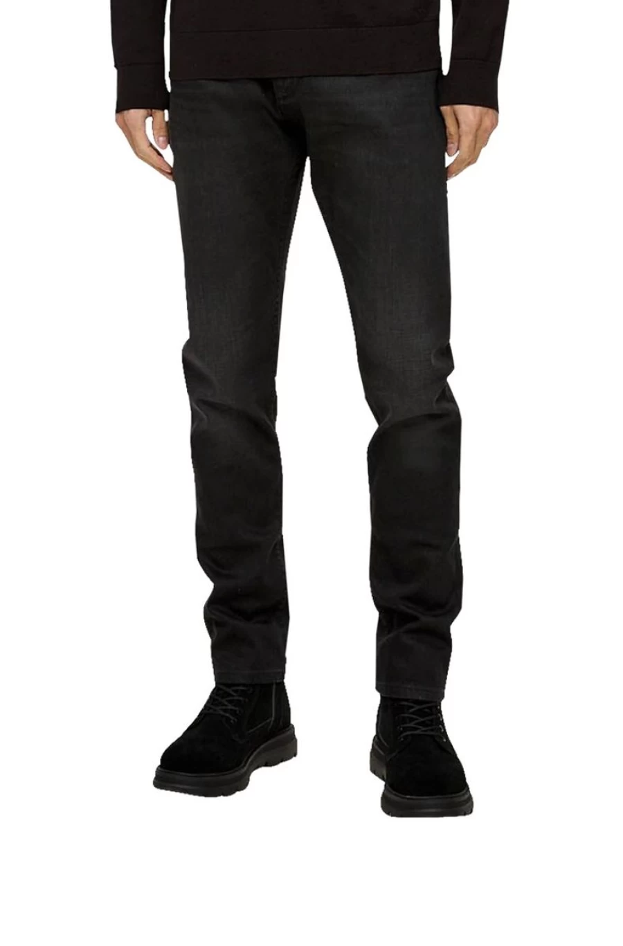 S.OLIVER Men's Black Mauro Regular Fit Tapered Leg Stretch Jeans
