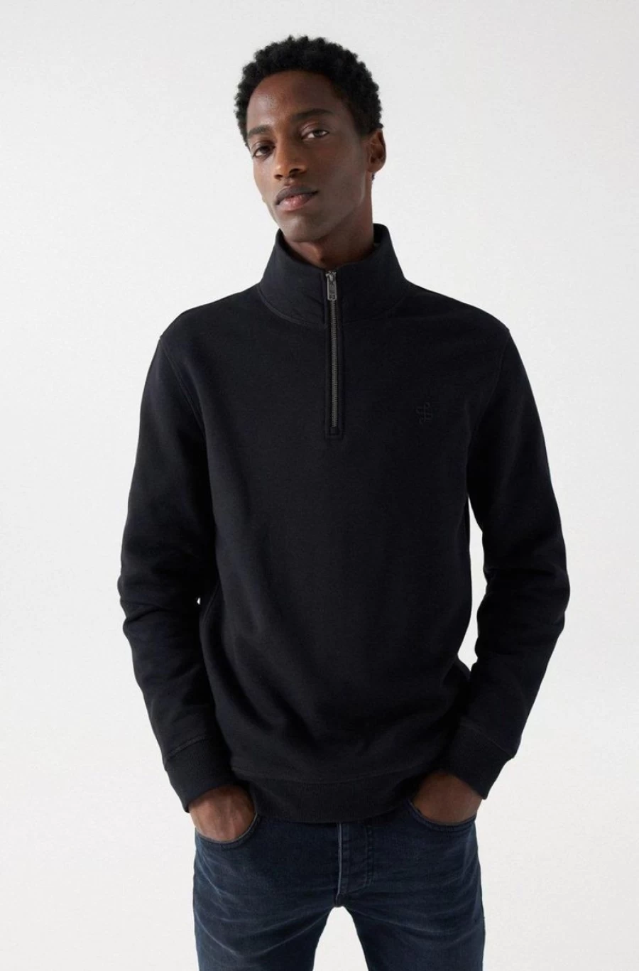 "SALSA JEANS Men's Half Zip Logo Sweatshirt - Stylish Pullover for Men"