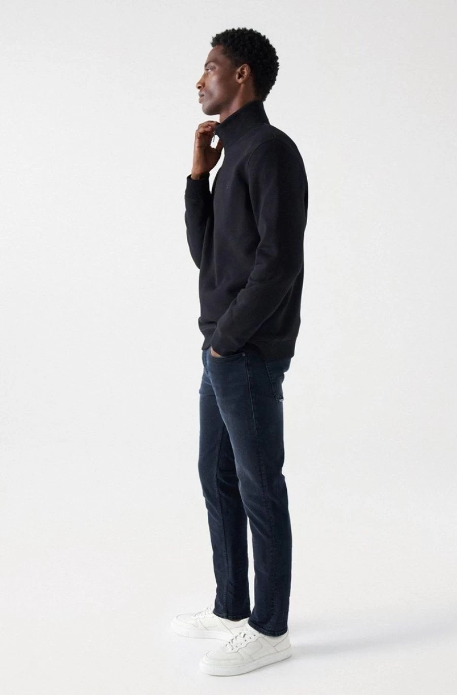 "SALSA JEANS Men's Half Zip Logo Sweatshirt - Stylish Pullover for Men"