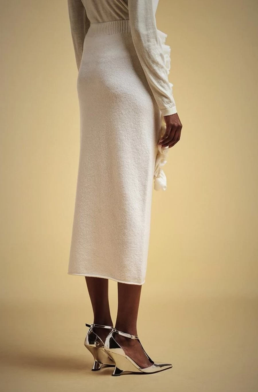 LIVIANA CONTI Women's Wool-Blend Ruffle Skirt - Elegant & Stylish Winter Fashion
