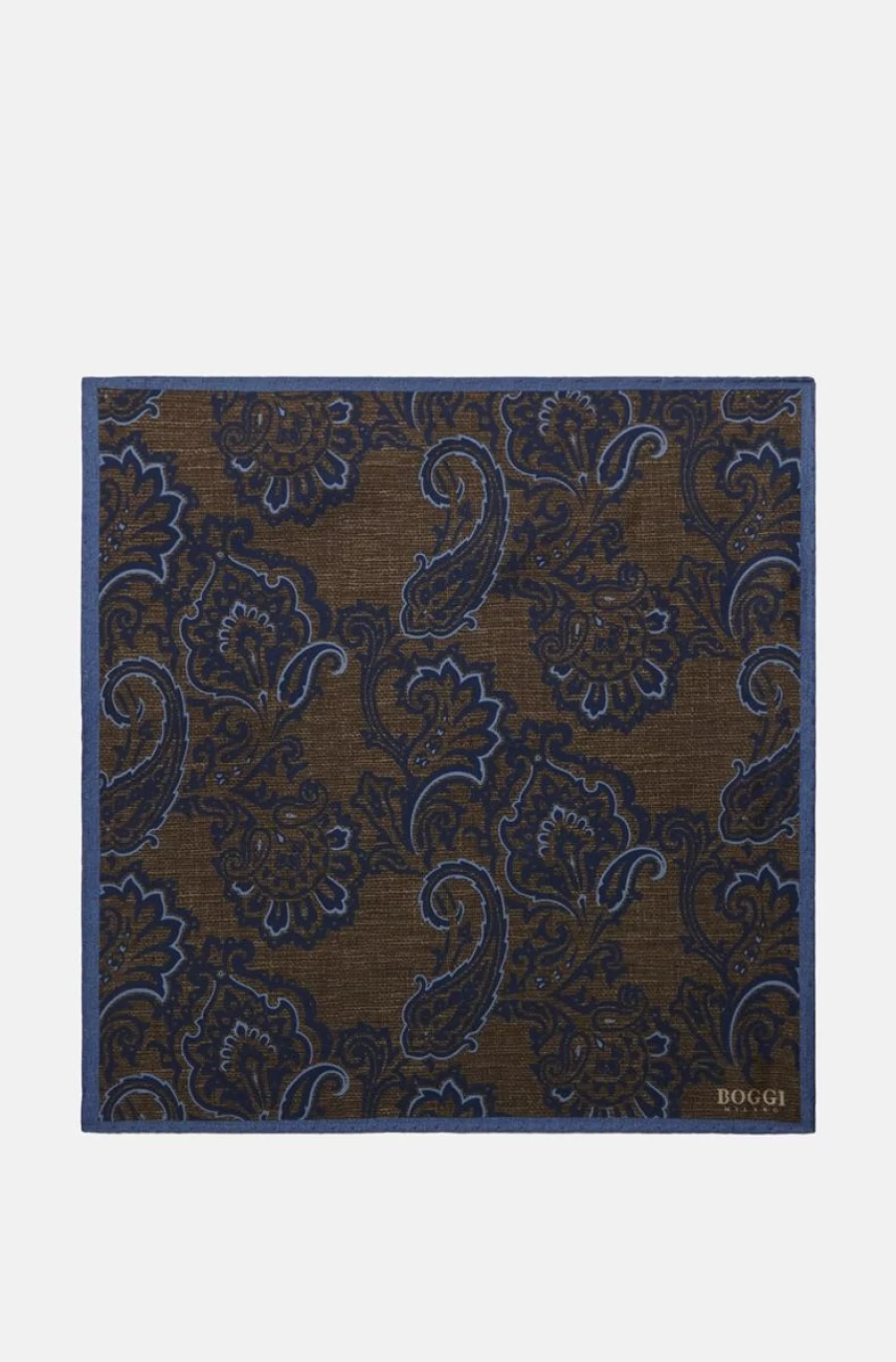 BOGGI MILANO Men's Silk Pocket Square with Macro Paisley Print - Luxury Designer Accessory
