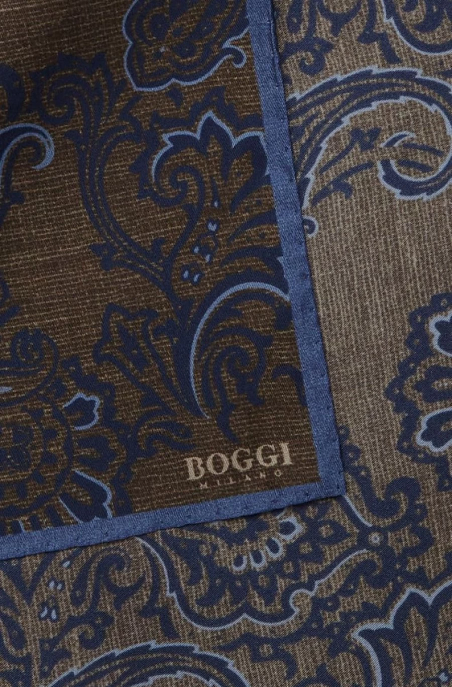 BOGGI MILANO Men's Silk Pocket Square with Macro Paisley Print - Luxury Designer Accessory