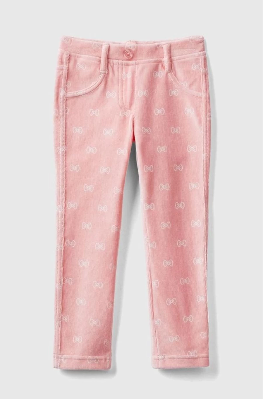 Benetton Girls' Slim Fit Ribbed Chenille Trousers for Stylish Comfort