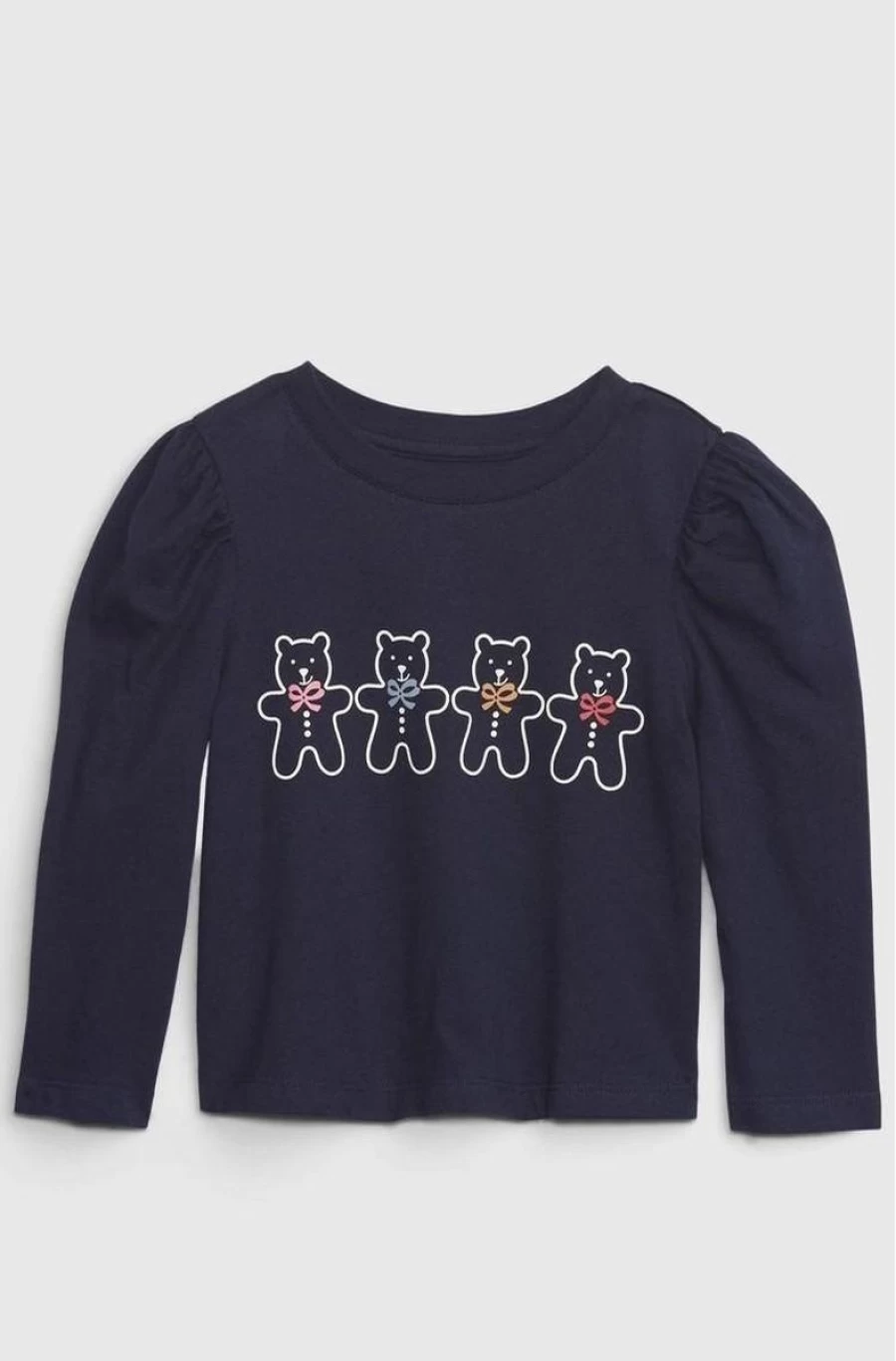 GAP Girls Sky Blue Organic Cotton Graphic T-Shirt with Puff Sleeves Mix and Match Style