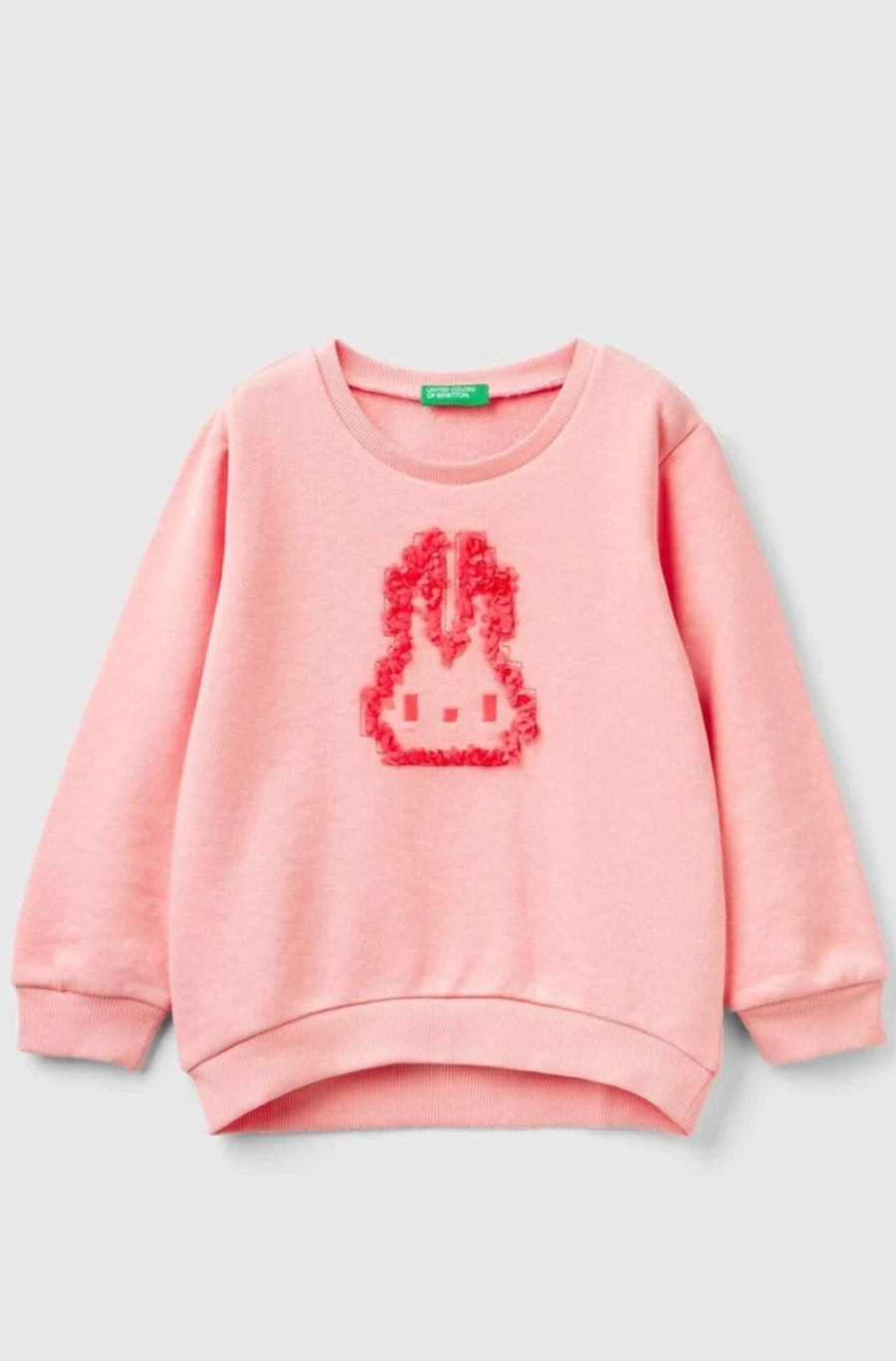 Benetton Girls' Gray Sweatshirt with Decorative Applique - Stylish & Comfortable