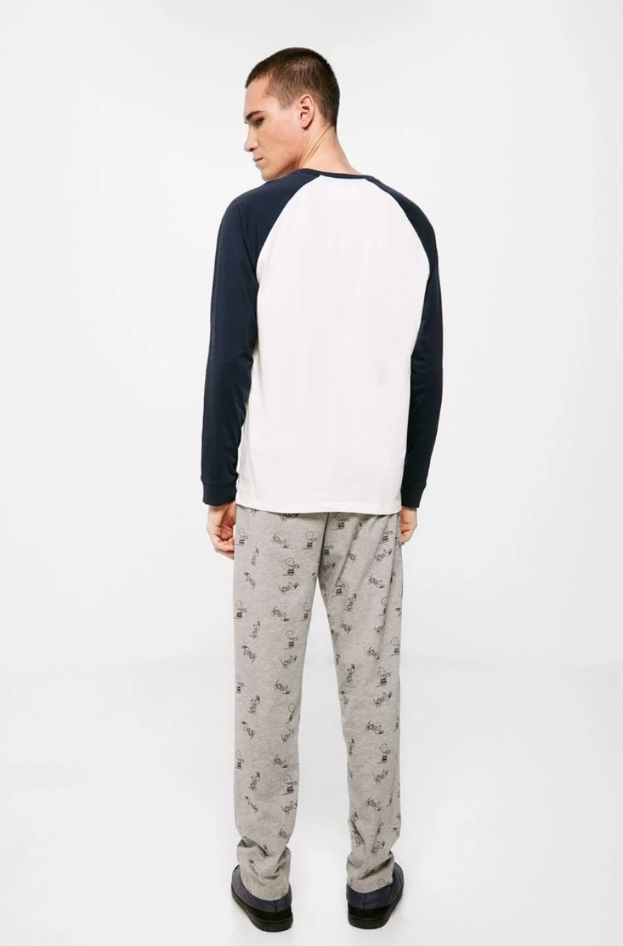 SPRINGFIELD Men's Long Jersey-Knit Snoopy Pajamas - Comfortable Sleepwear
