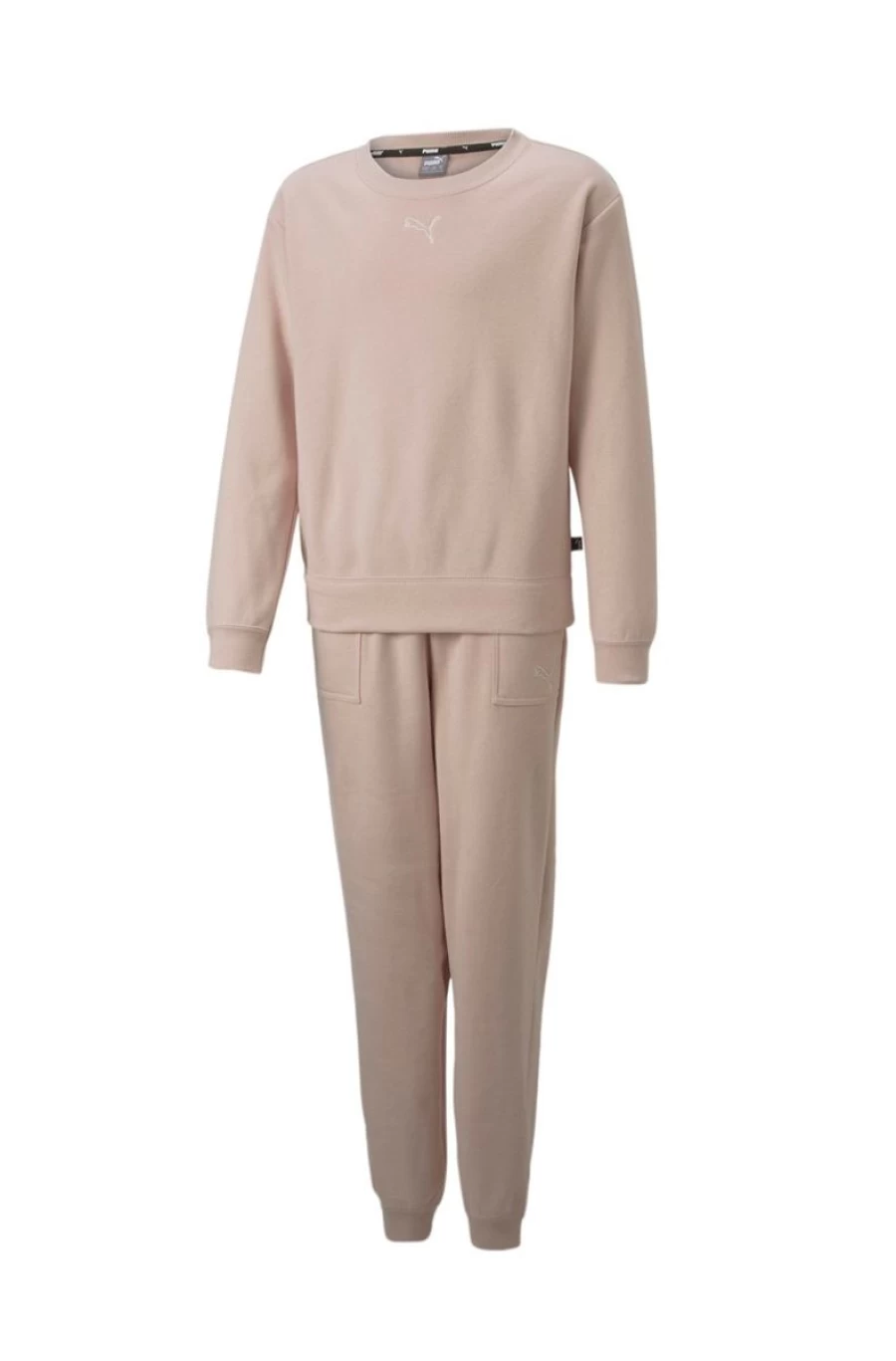PUMA Girls Pink Loungewear Suit - Comfortable Two-Piece Set for Casual Wear