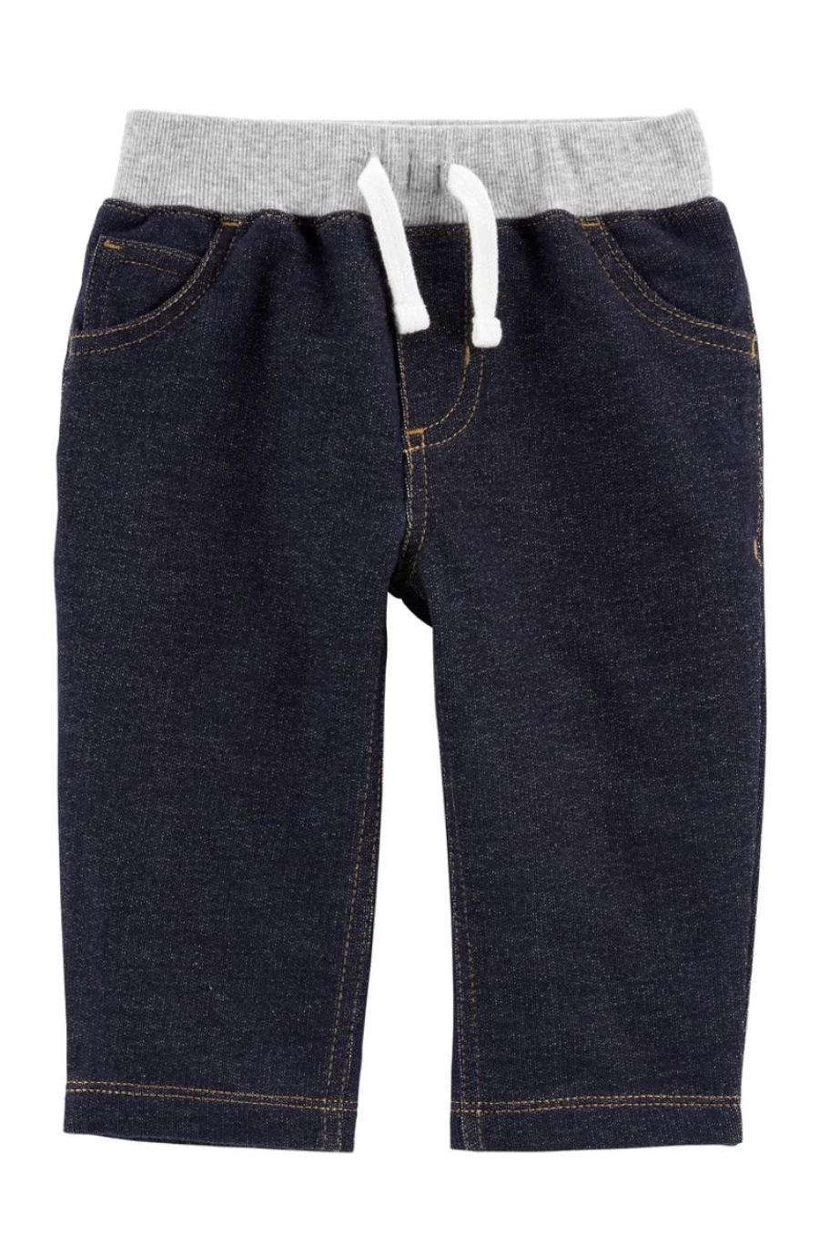 CARTER'S Boys Blue Pull-On Knit Denim Pants - Comfortable Stretch Jeans for Toddlers