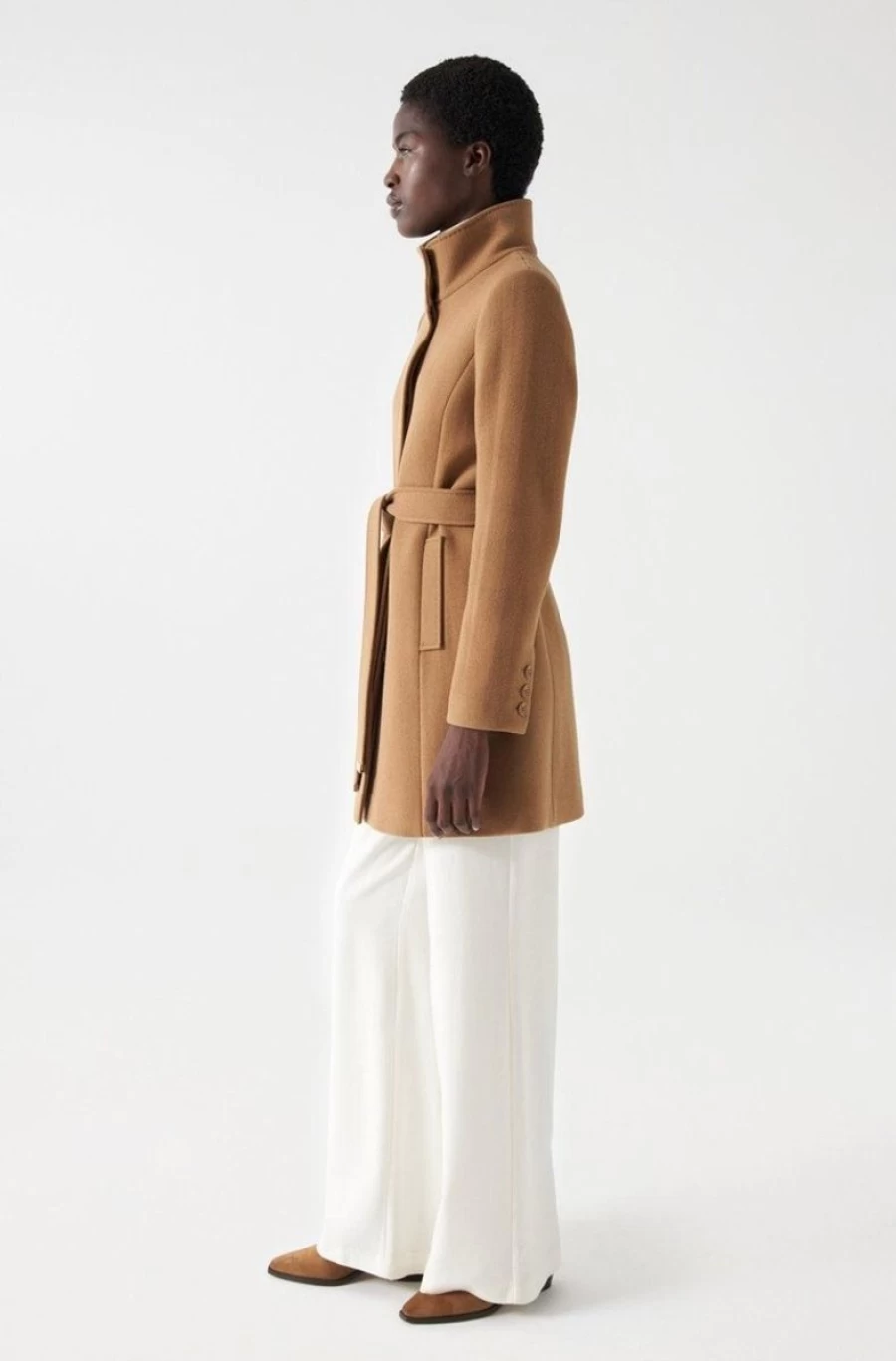 "SALSA JEANS Women's Grace Wool Coat with Belt - Elegant Trench Coat for Women"