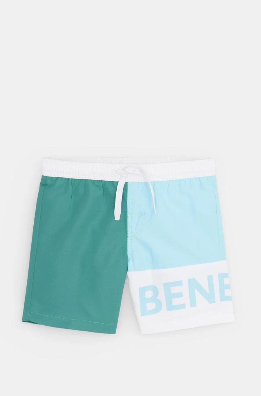 Benetton Boys' Colour-Block Logo Swim Trunks for Kids - Stylish Beach Shorts
