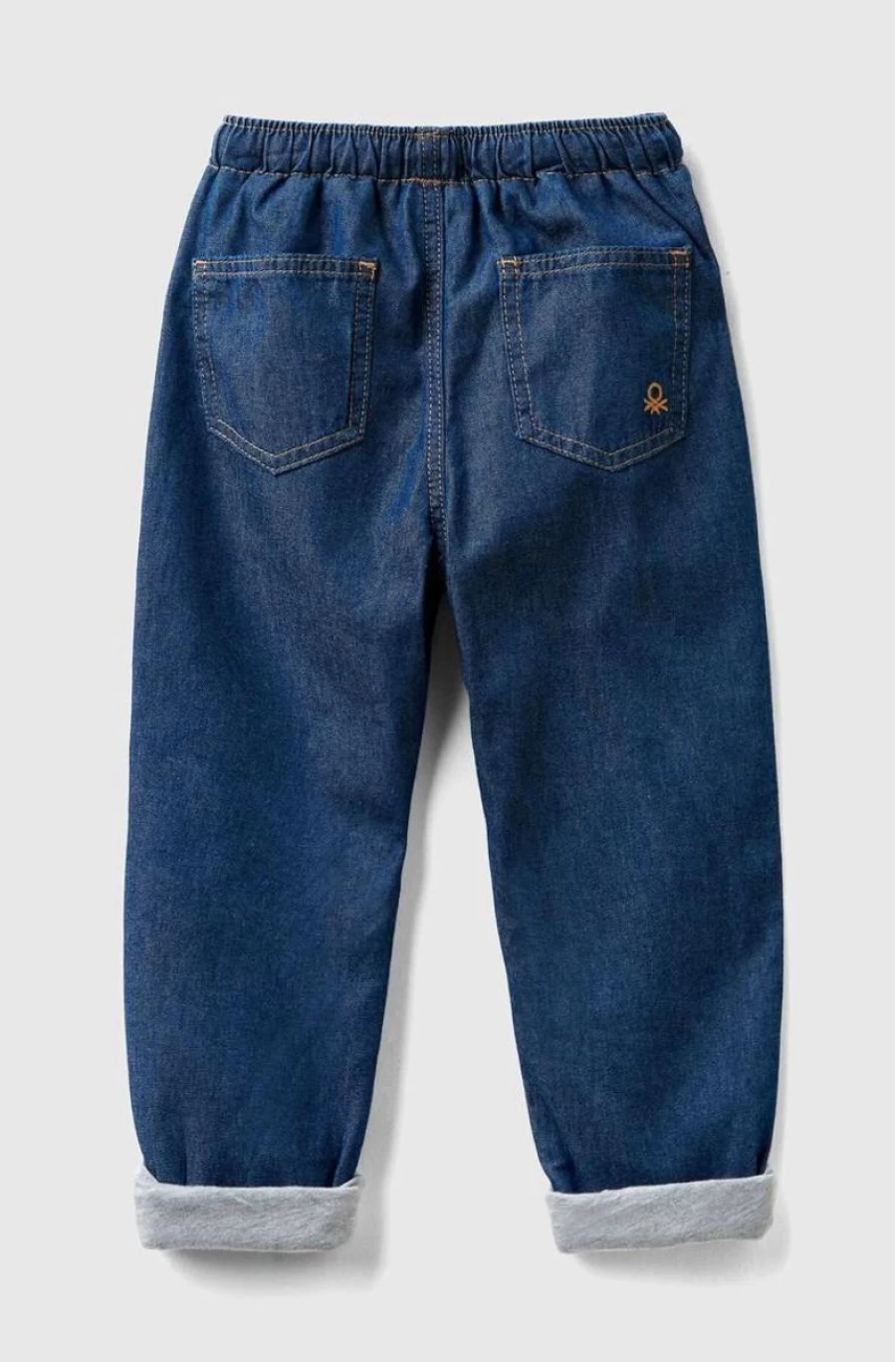Benetton Boys' Blue Baggy Fit Elastic Waist Lined Jeans for Comfort