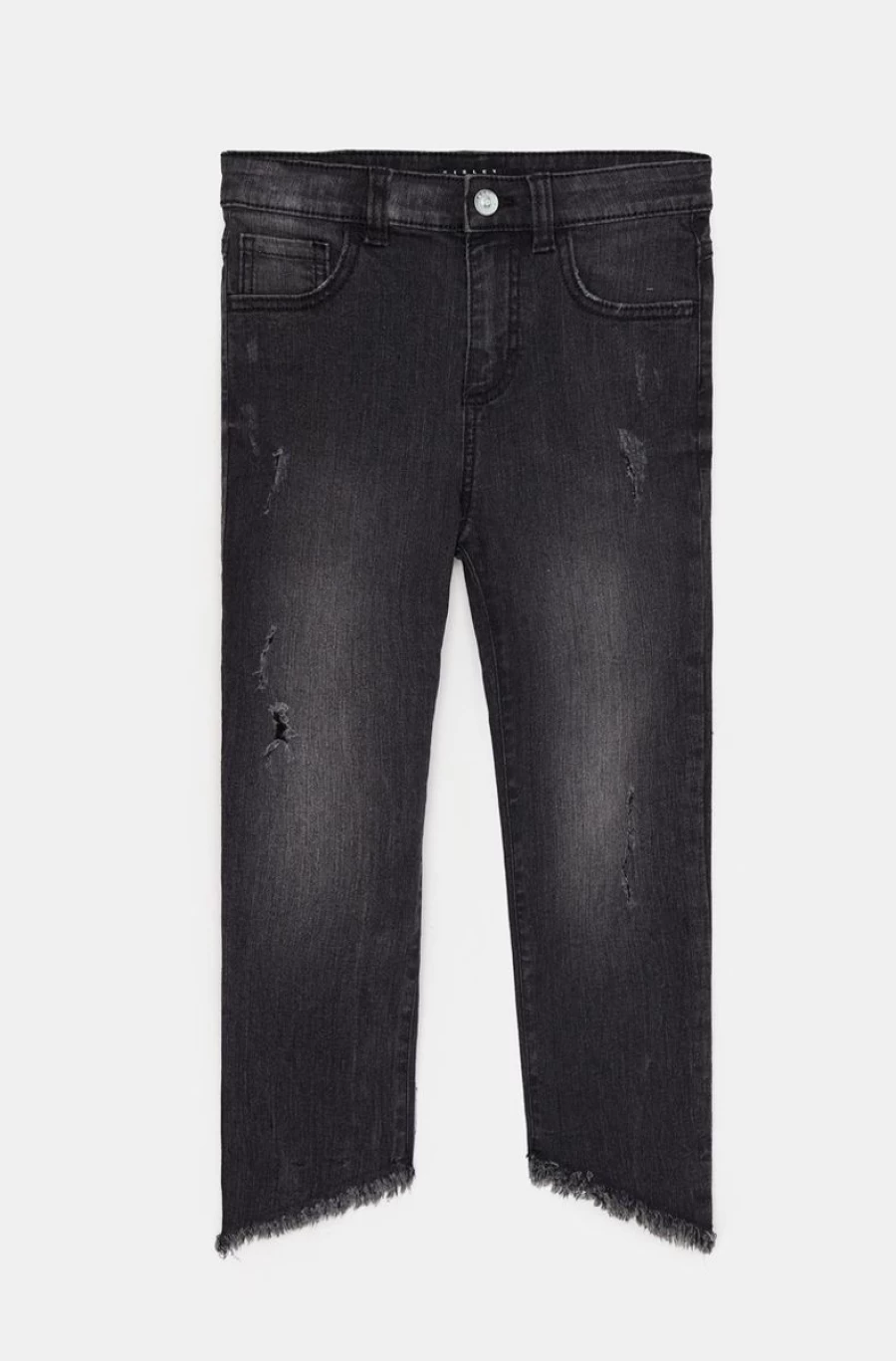 "SISLEY High-Waisted Ripped Jeans for Girls - Trendy Distressed Denim Pants"