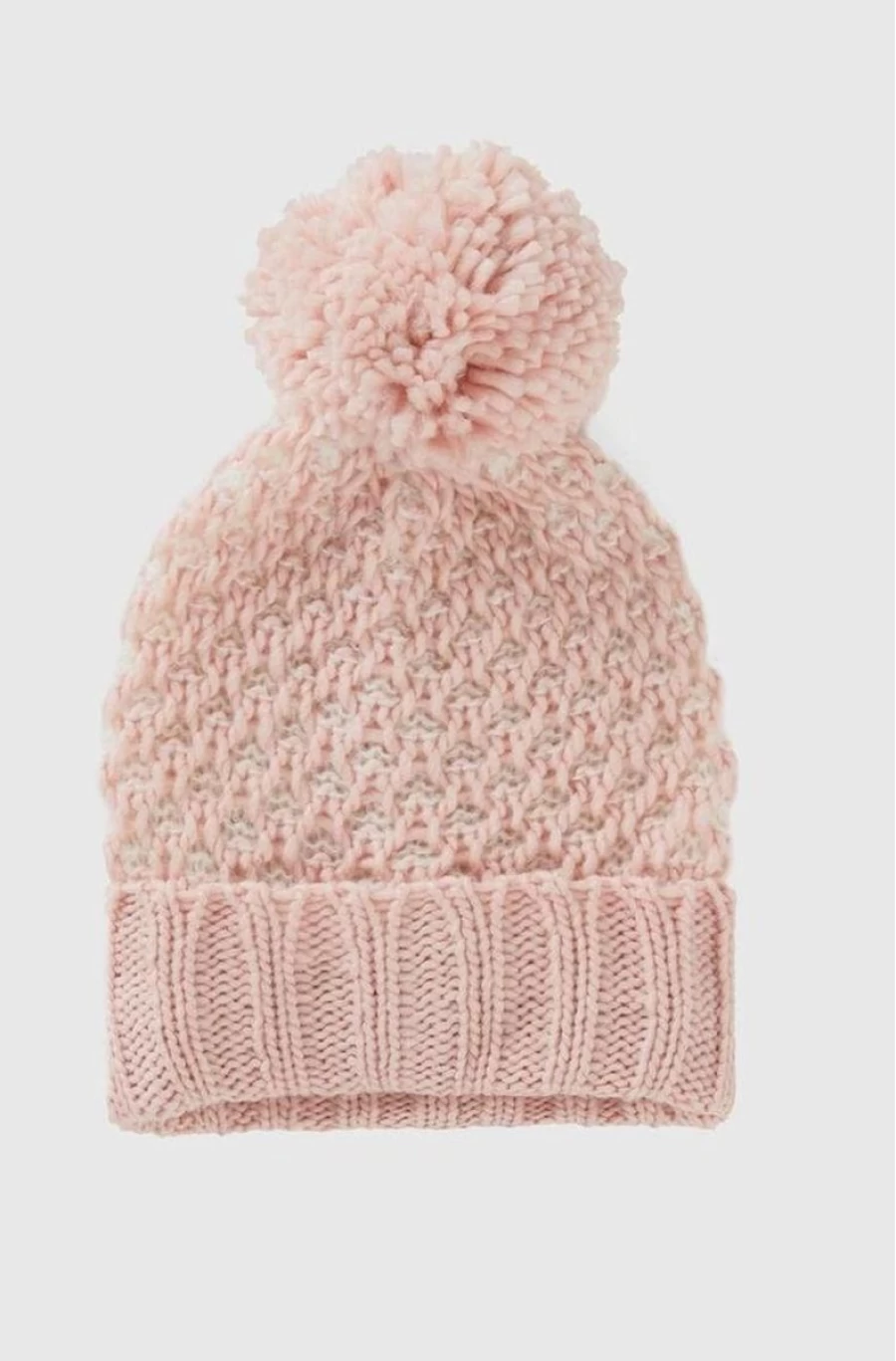 BENETTON Girls' Knitted Beanie with Pom Pom - Warm Winter Hat for Kids