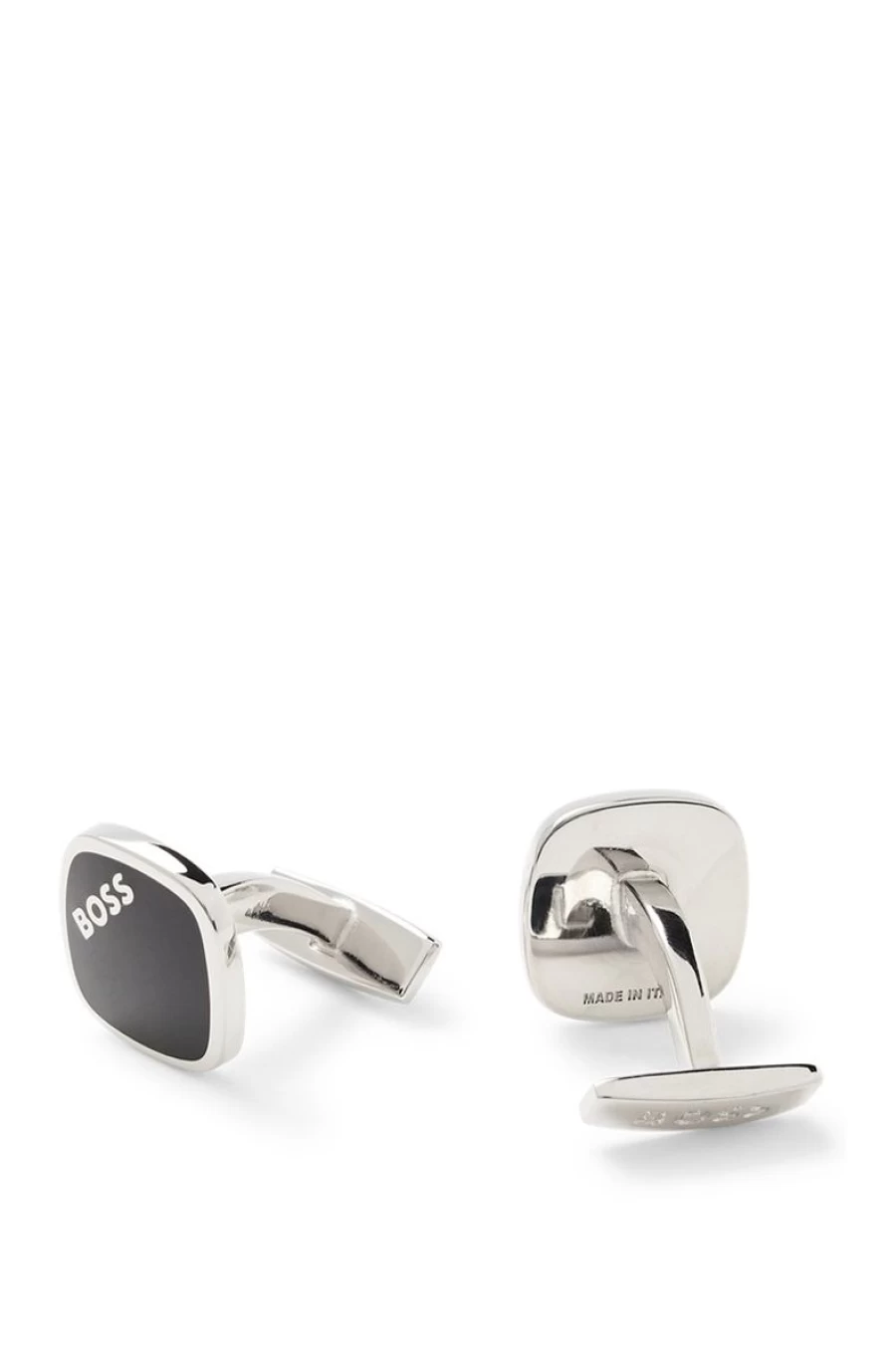HUGO BOSS Men's Square Enamel Cufflinks with Custom Logo - Premium Dress Accessories