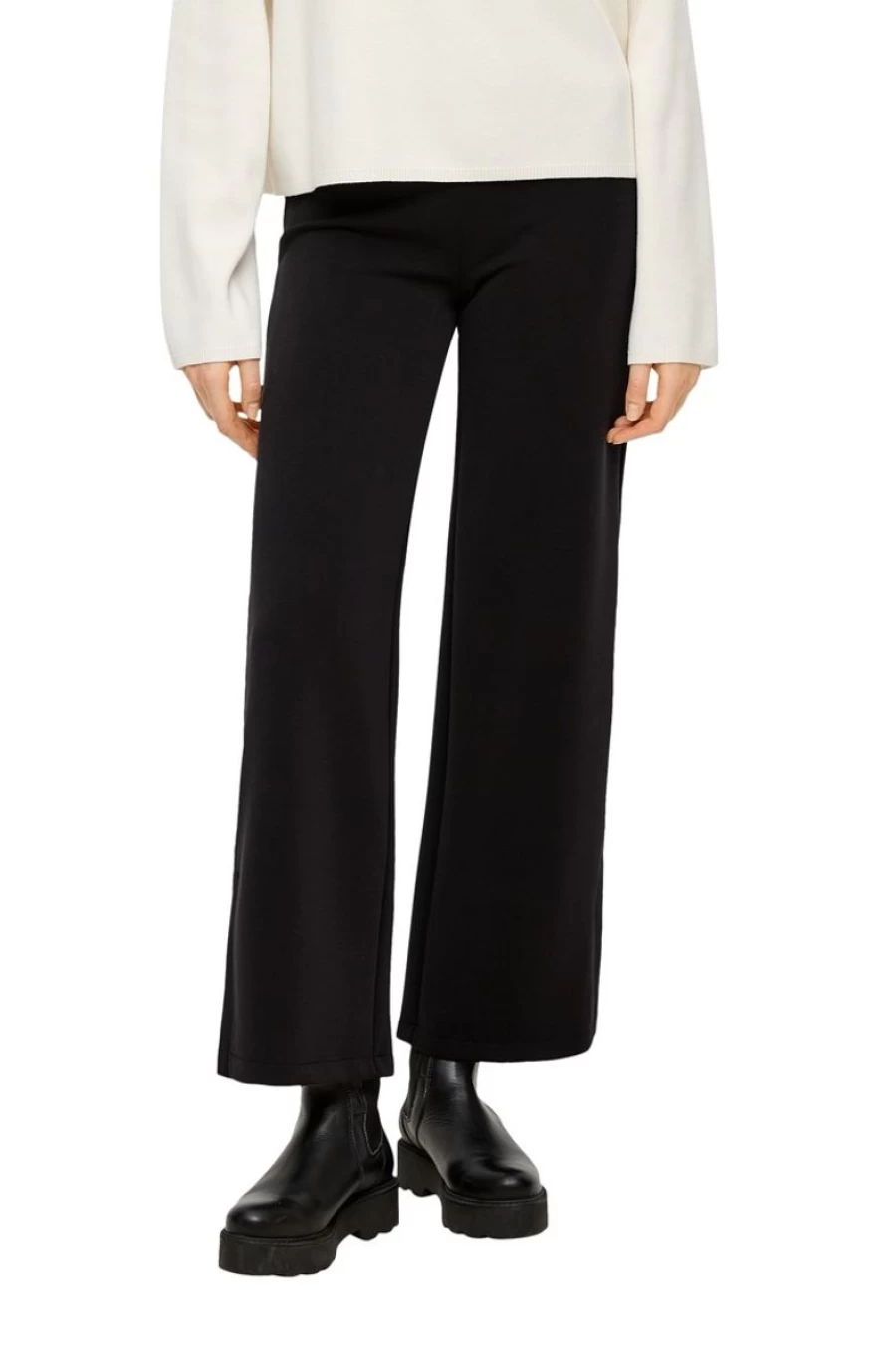 "S.OLIVER Women's Cropped Trousers with Stylish Side Slits - Trendy High-Waisted Ankle Pants"