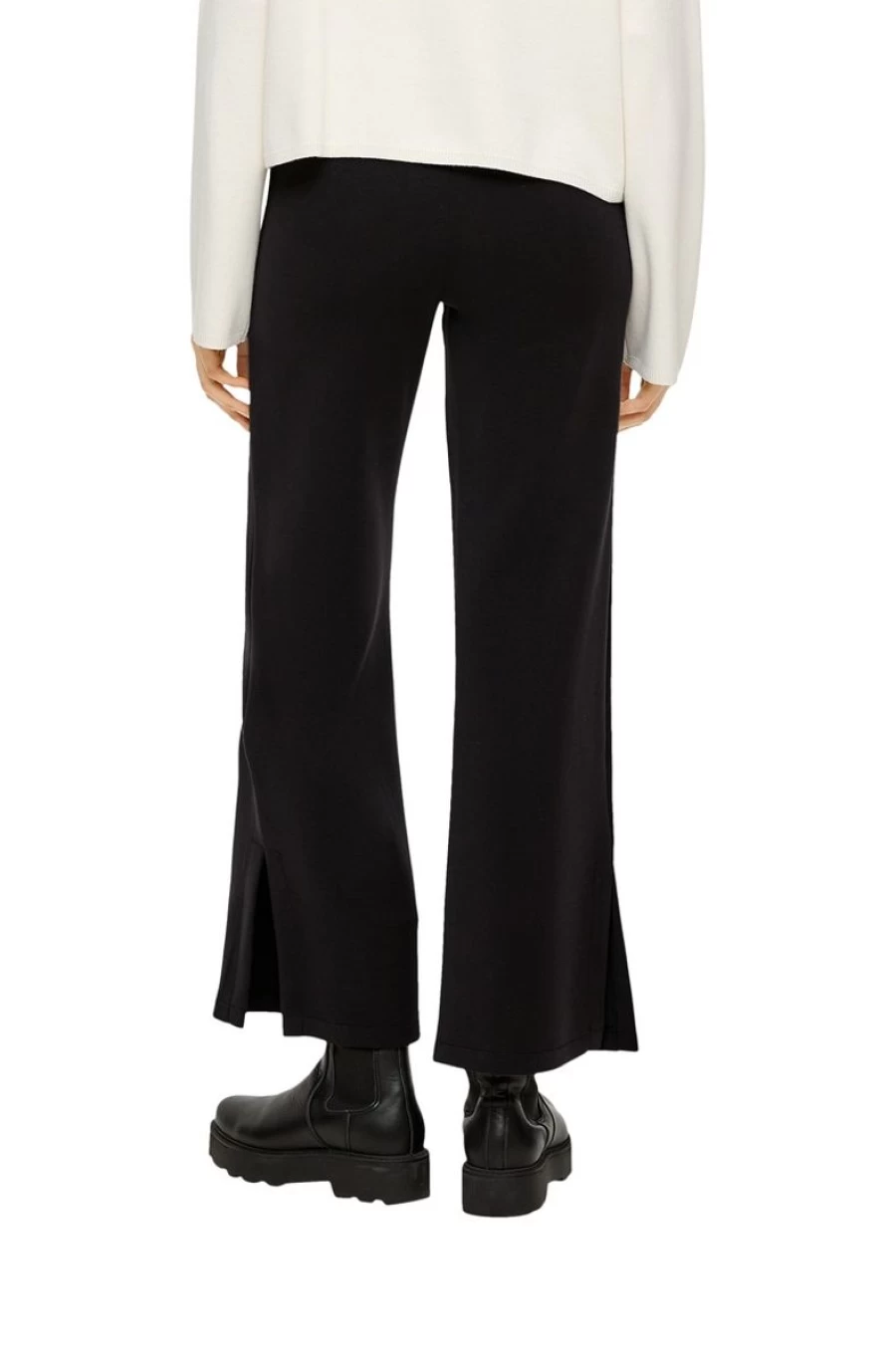 "S.OLIVER Women's Cropped Trousers with Stylish Side Slits - Trendy High-Waisted Ankle Pants"