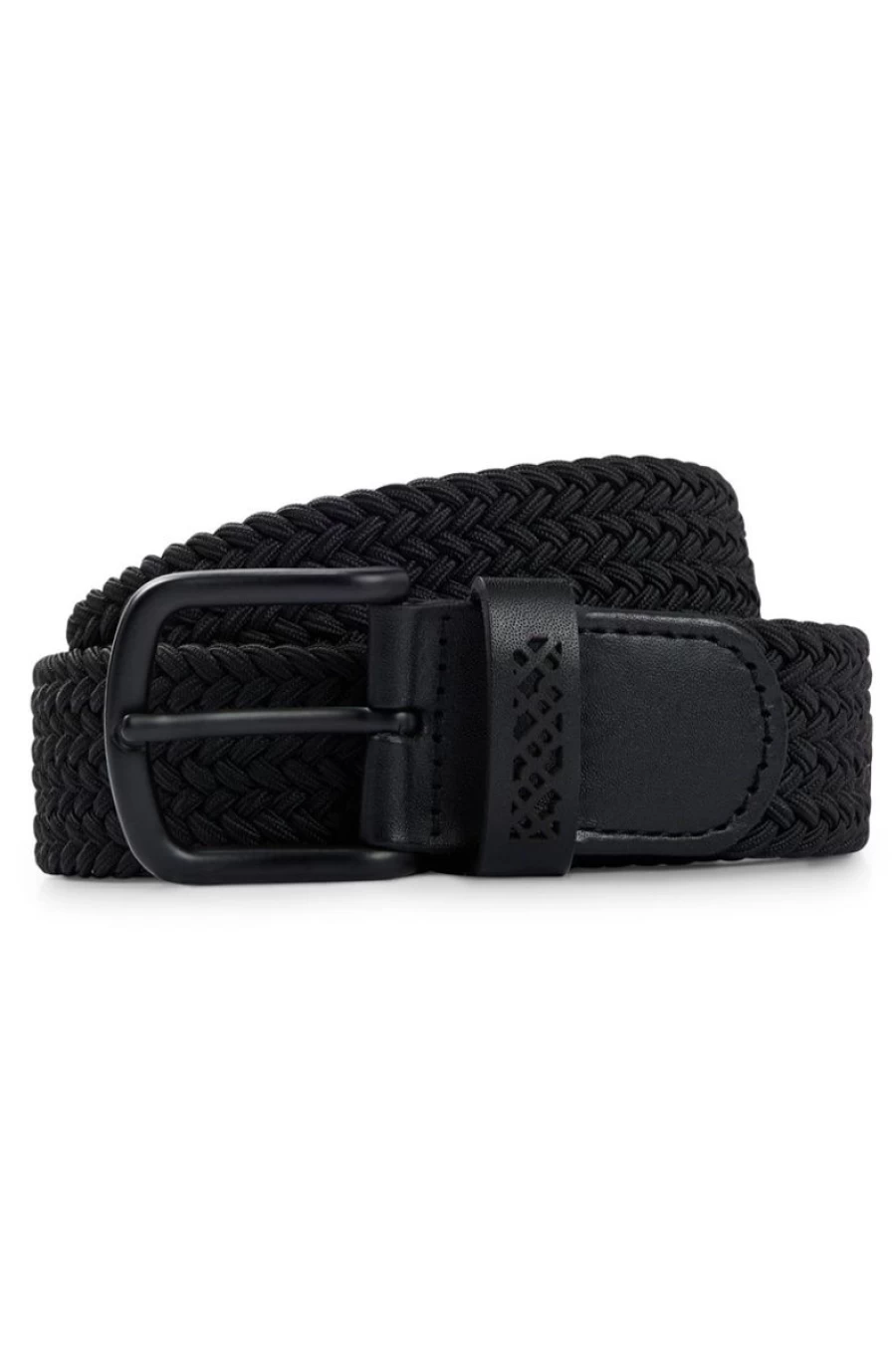 "HUGO BOSS Men's Woven Belt With Genuine Leather Trims - Stylish & Durable"