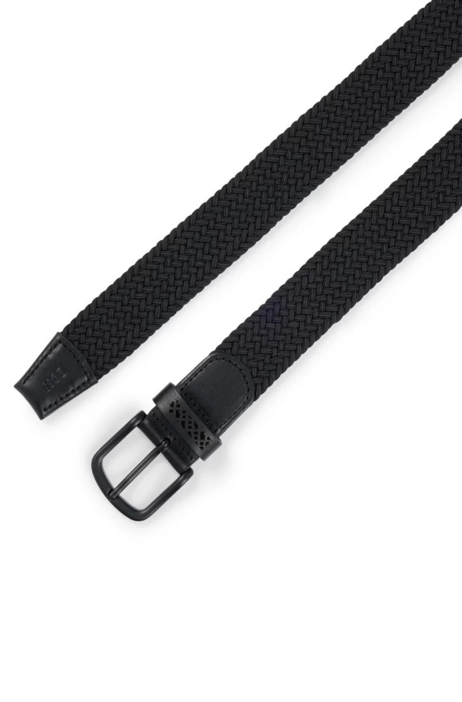"HUGO BOSS Men's Woven Belt With Genuine Leather Trims - Stylish & Durable"