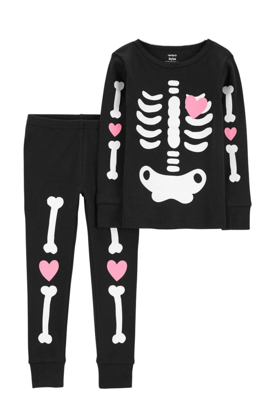 CARTER'S Girls Black 2-Piece Cotton Pajama Set for Comfort & Style