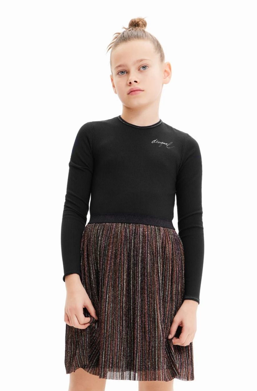 DESIGUAL Girls' Glitter Lurex Skirt Dress for Party and Special Occasions