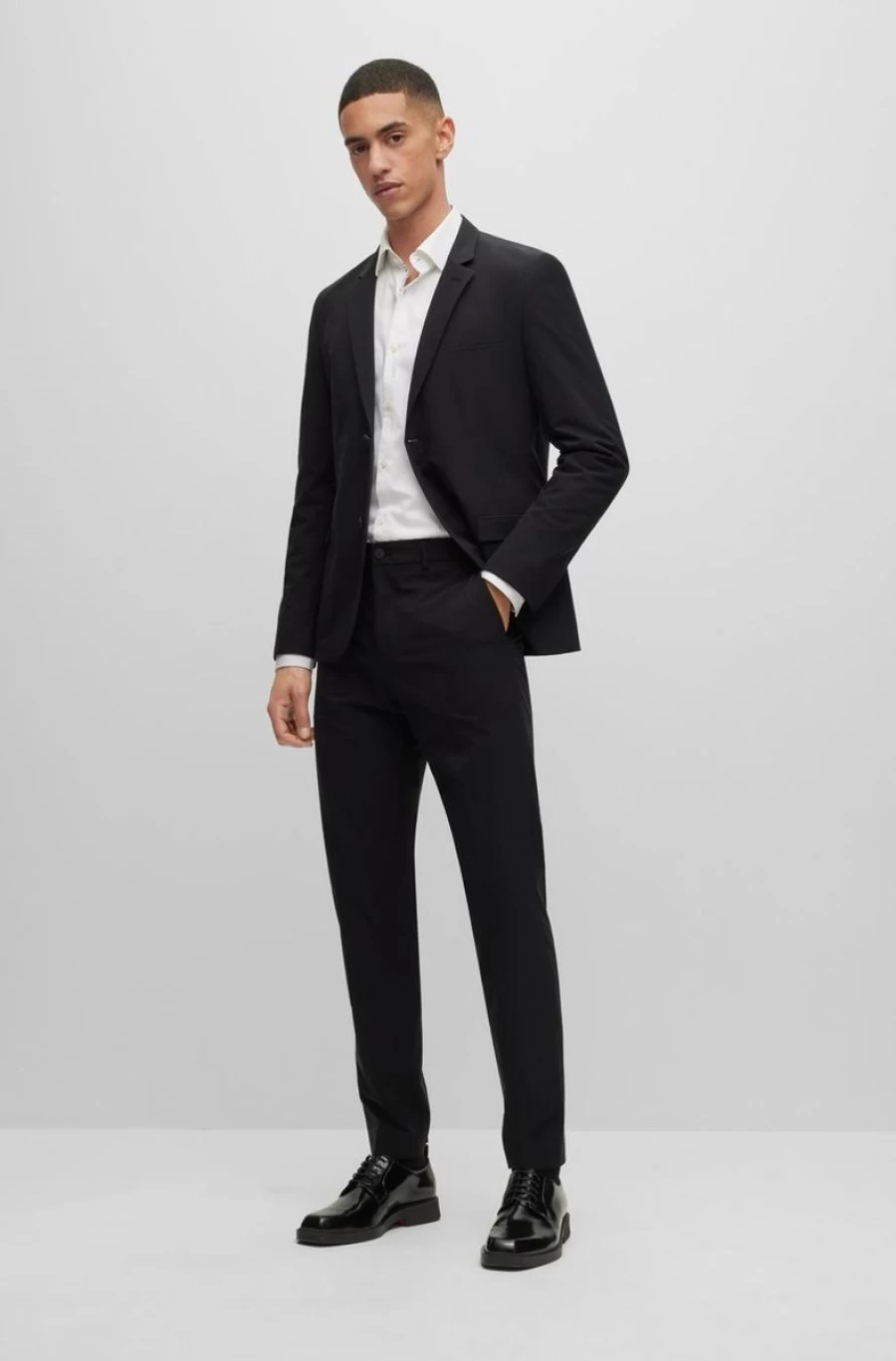 HUGO BOSS Men's Black Extra Slim Fit Suit - Performance Stretch Fabric for Comfort & Style