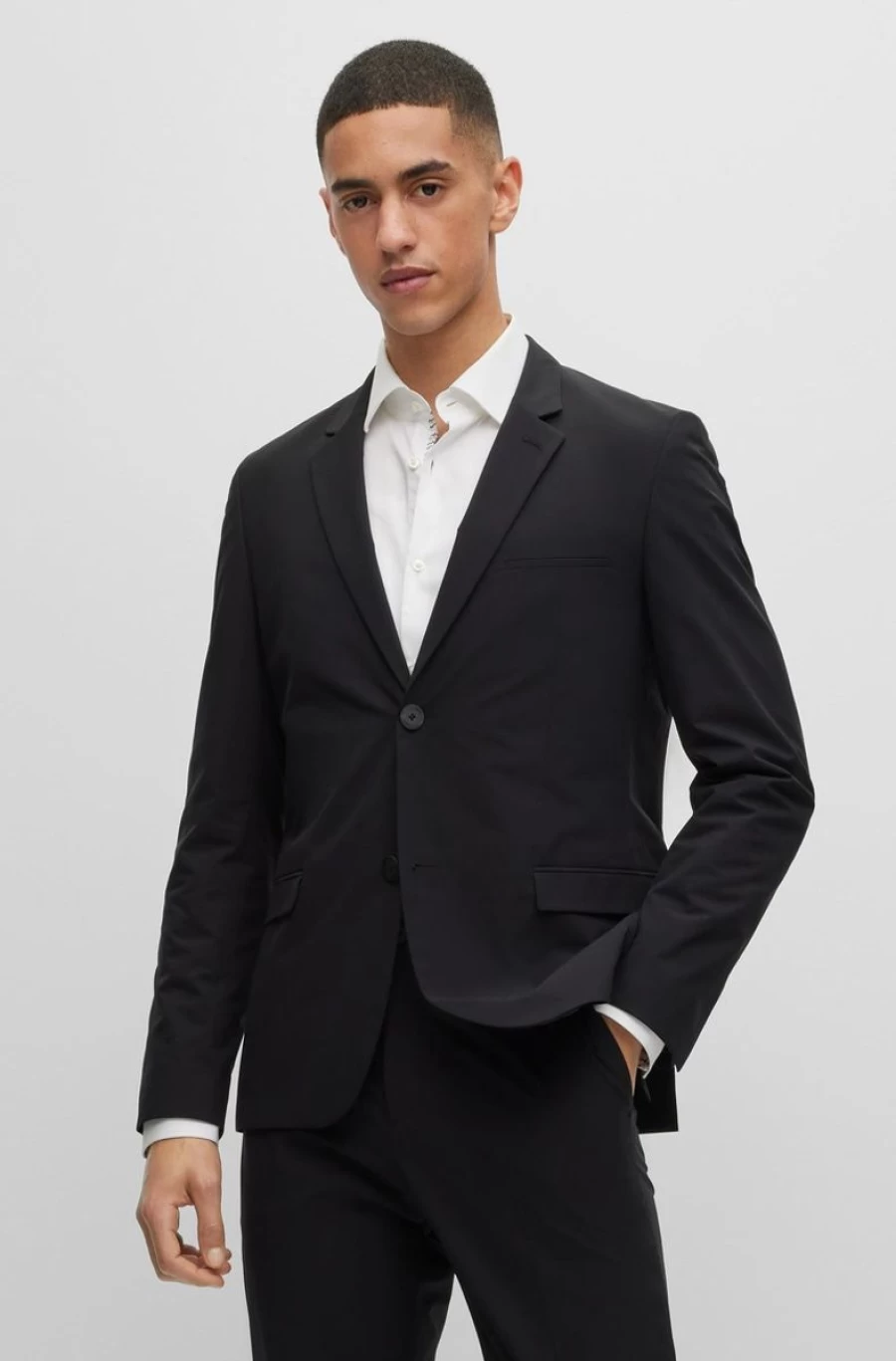 HUGO BOSS Men's Black Extra Slim Fit Suit - Performance Stretch Fabric for Comfort & Style