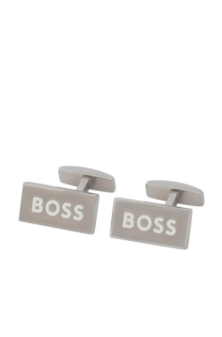 HUGO BOSS Men's Matte Finish Cufflinks with High-Shine Logo Design