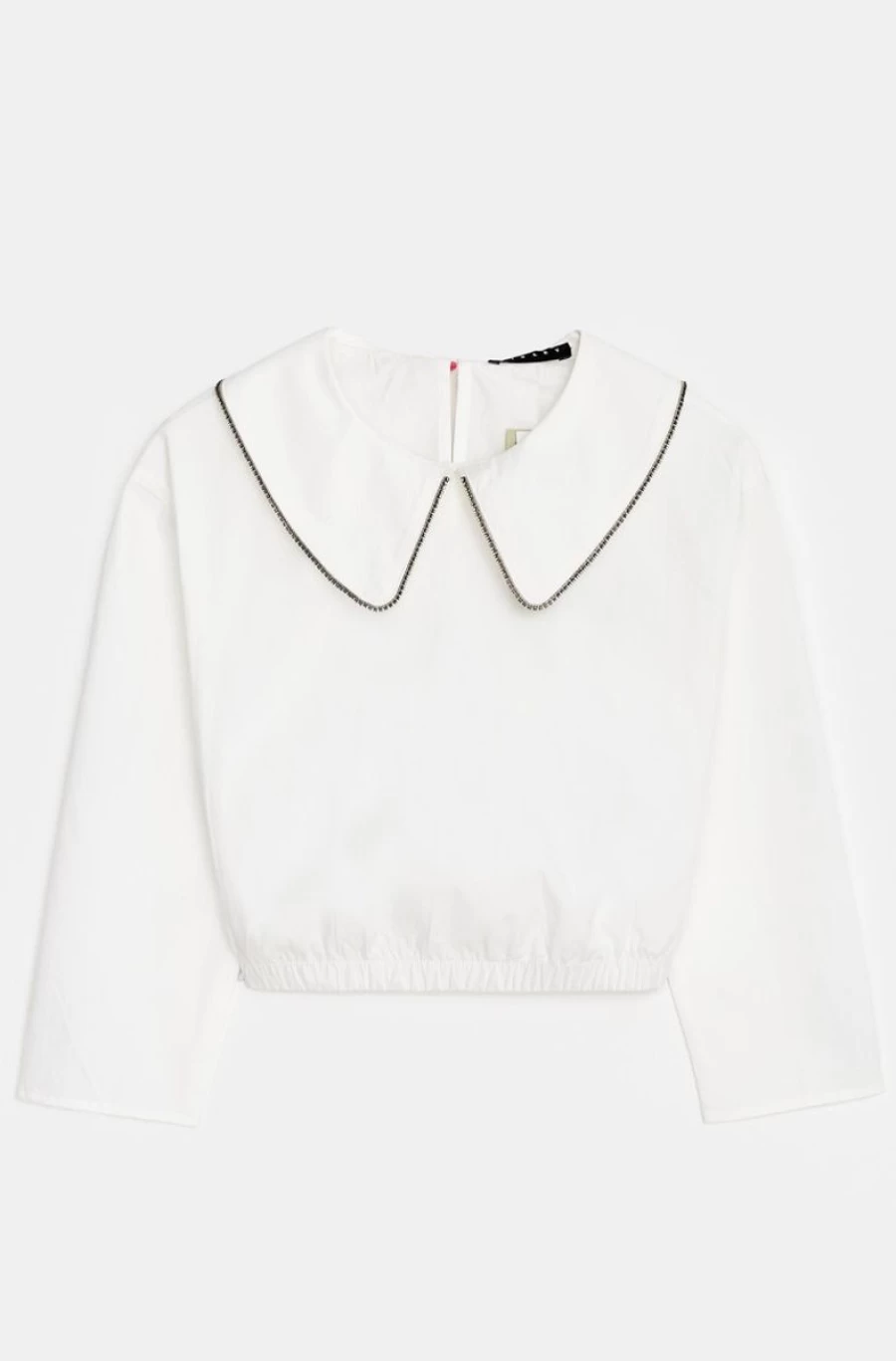 "SISLEY Girls' White Cotton Blouse with Rhinestones – Elegant & Sparkling Top"