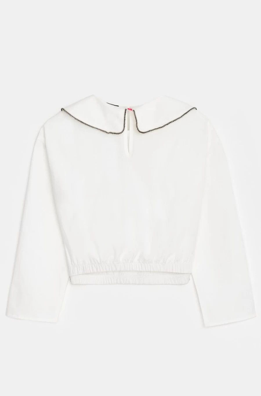 "SISLEY Girls' White Cotton Blouse with Rhinestones – Elegant & Sparkling Top"